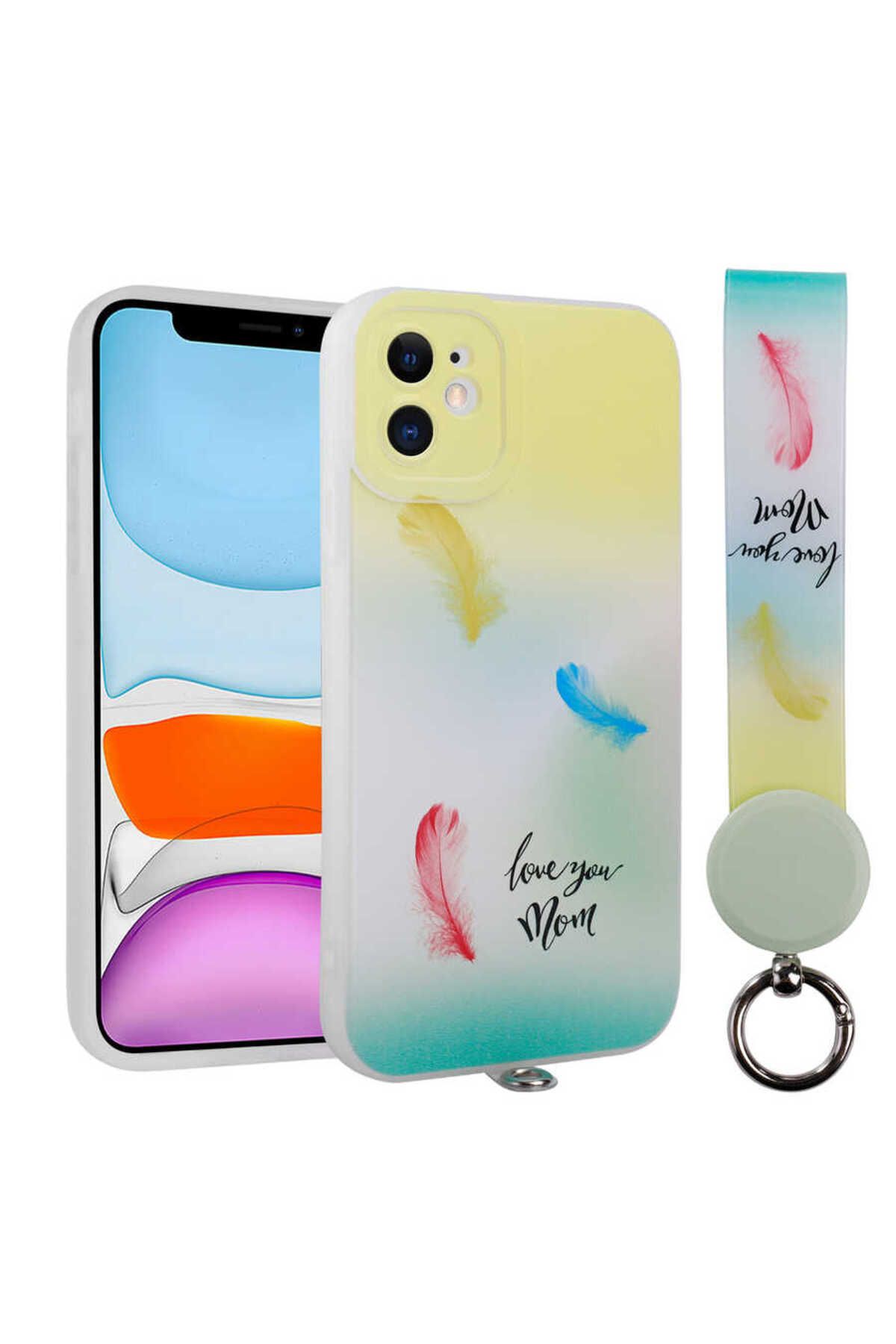 System Com iPhone 11 Uyumlu Desenli El Askılı İpli SYS Arte Silikon Kılıf-NO6