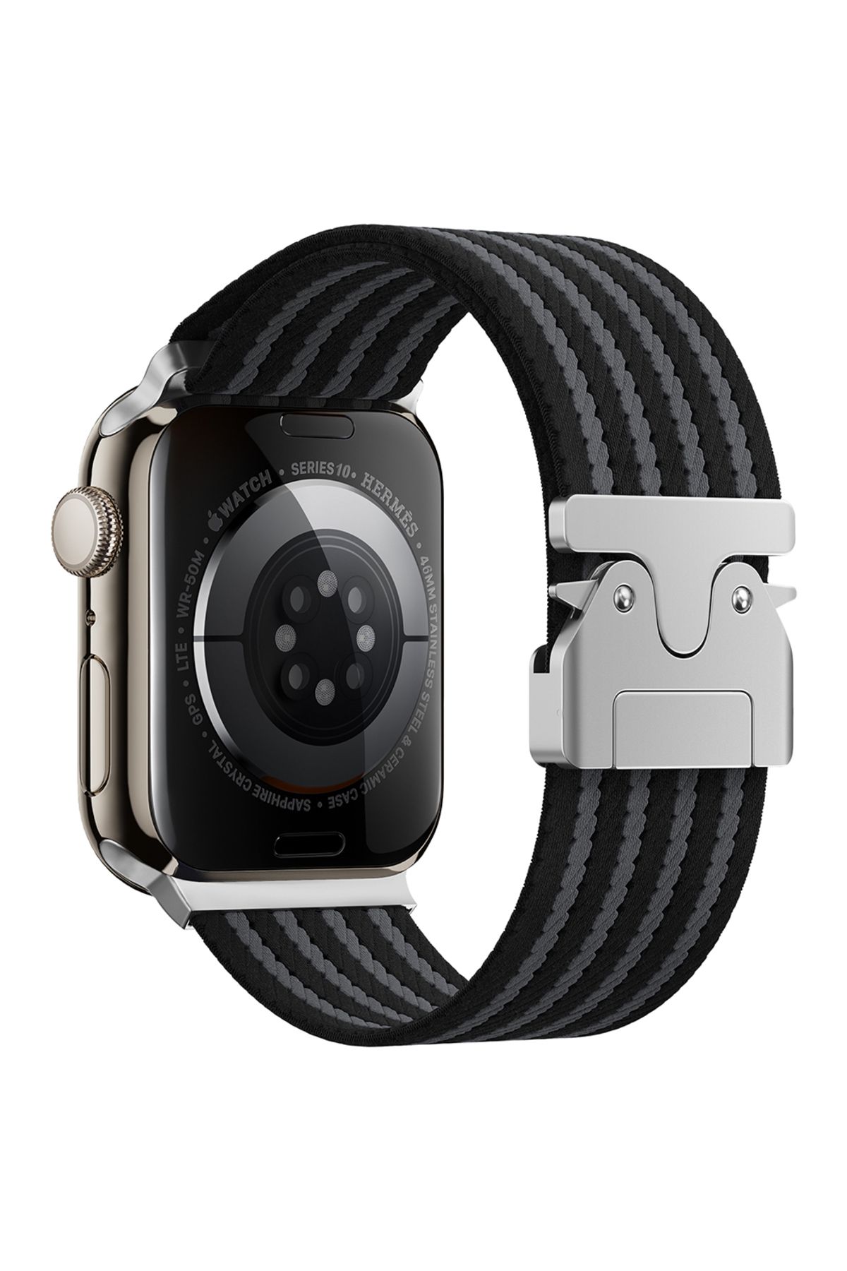 System Com Watch 10 46mm SYS KRD-133 Naylon Kumaş Hasır Örgülü Kordon - Siyah