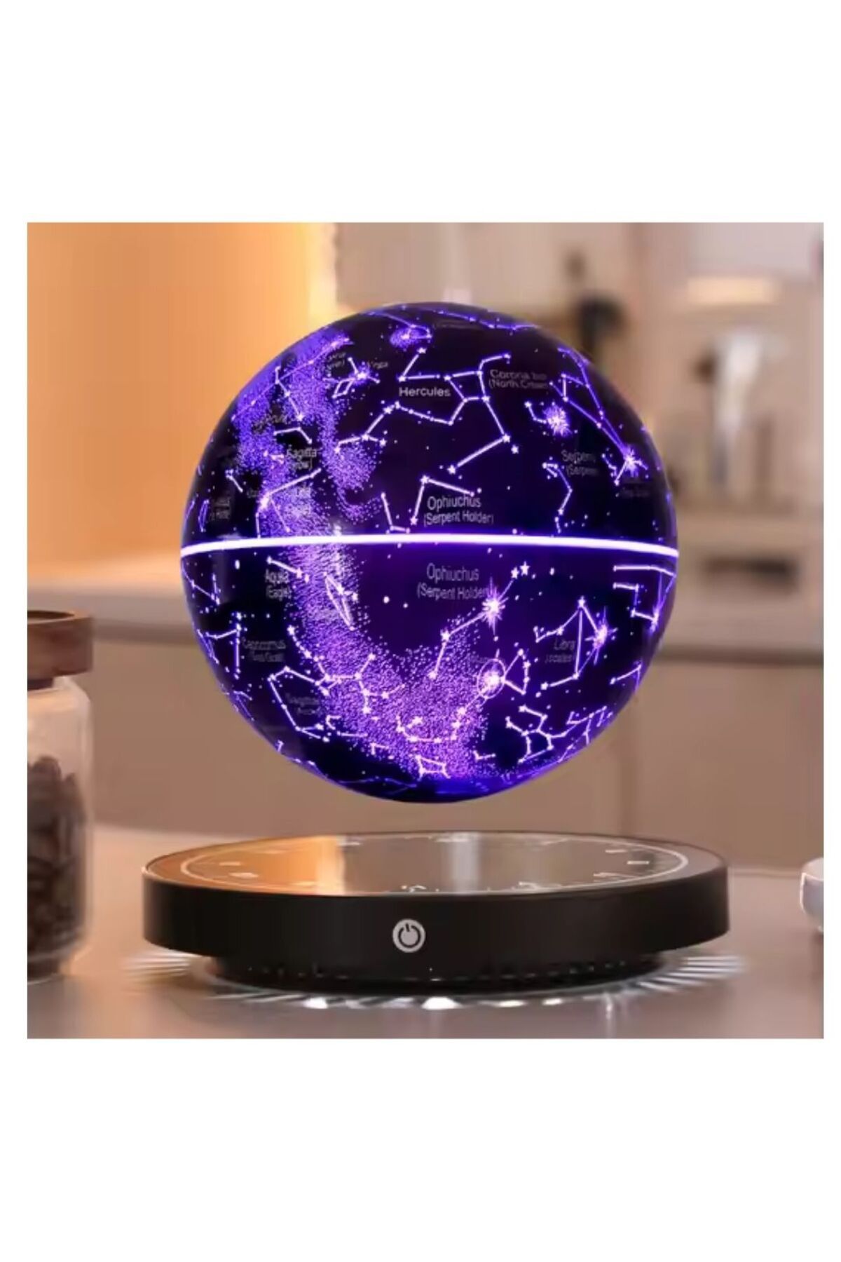 newdaki Manyetik Sihirli Takım Yıldızı Temalı RGB LED Dokunmatik 14cm Çap Küre 6'' Havada Denge 360 Derece