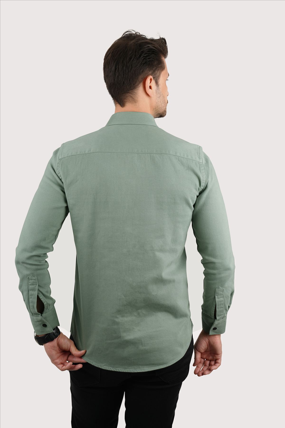 Etikmen-Aqua Green Slimfit Real Jeans Herrenhemd 7