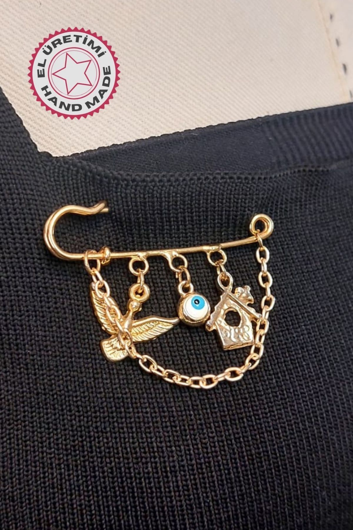 Uretti - Özlem 9422 7369 Kuş Temalı Iskoç Yaka Iğnesi