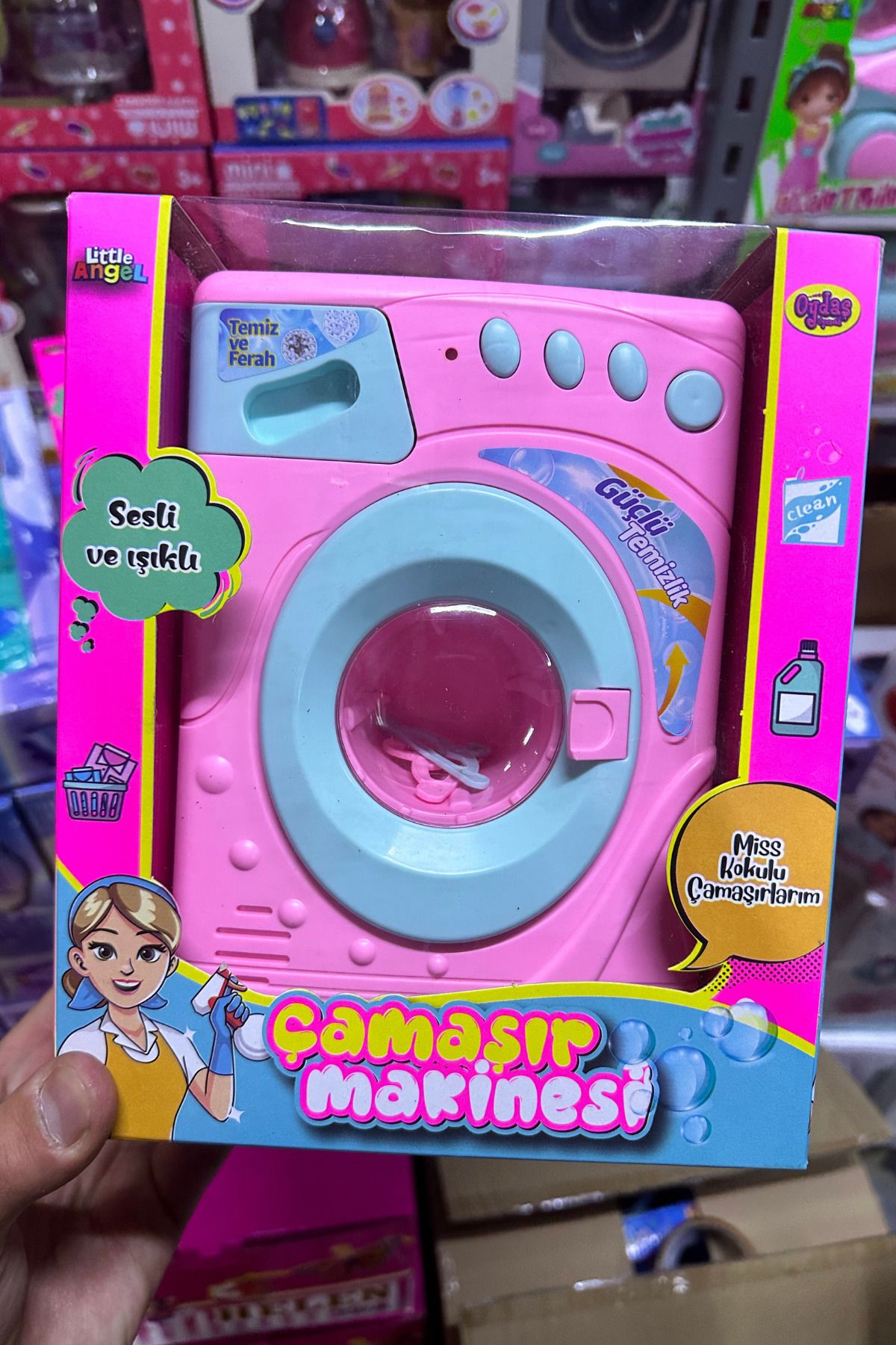 craftivio Pilli Işıklı Sesli Kız Çocuk Oyuncak Çamaşır Makinesi