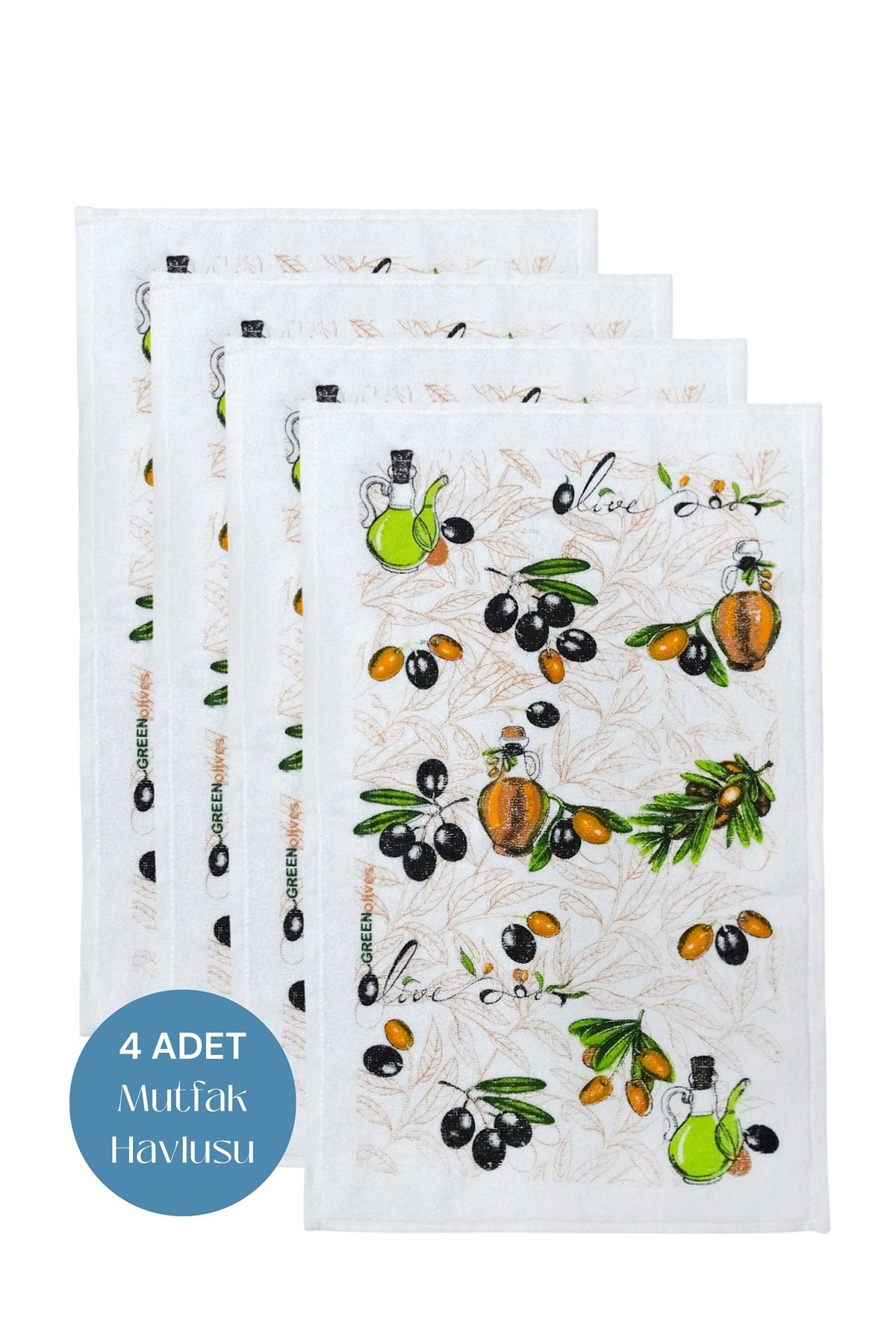 sevilya 4lü Paket Baskılı Beyaz Mutfak Havlusu Modeli