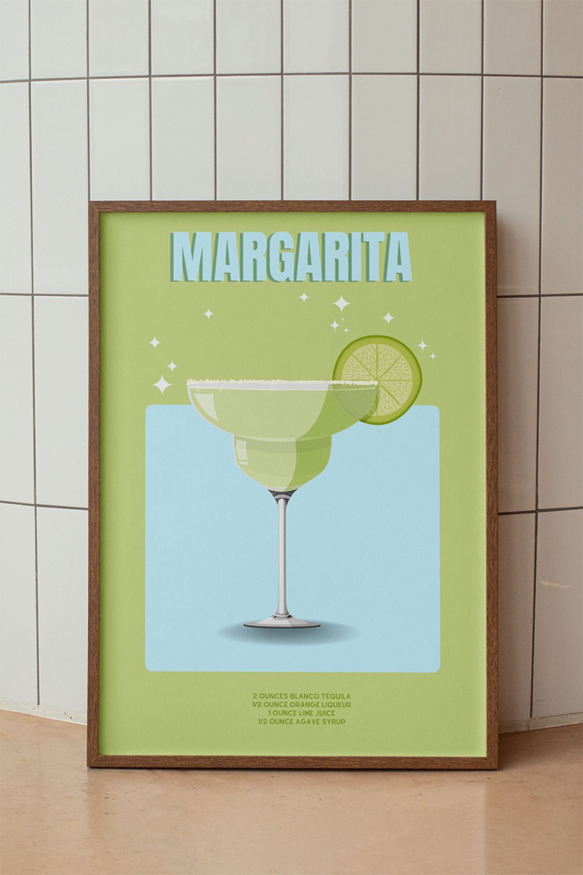 baselith Margarita Kokteyl Tarifi Posteri - Renkli Modern İçecek Mutfak Bar Duvar Dekoru - Çerçevesiz Baskı
