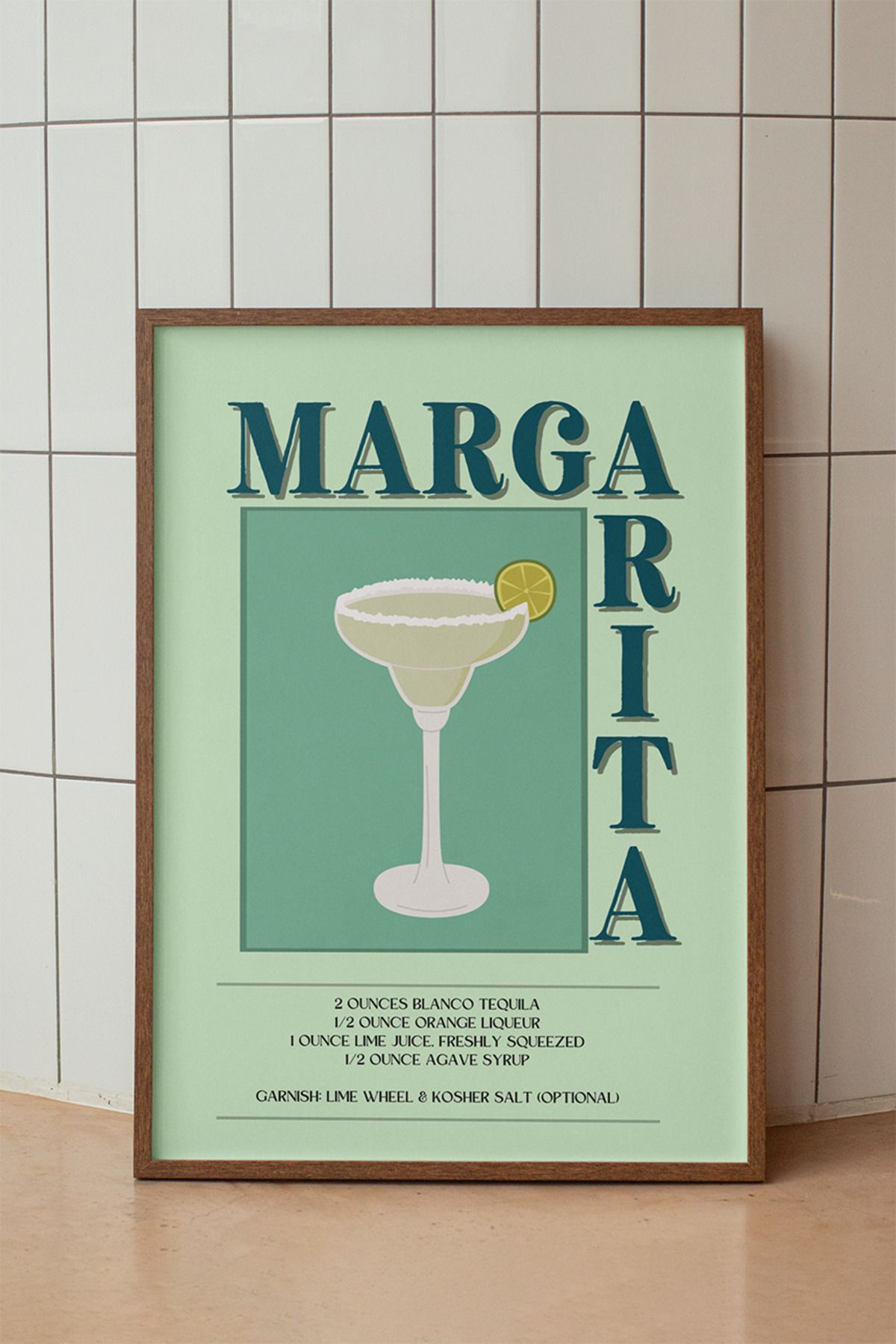 baselith Margarita Kokteyl Tarifi Posteri - Renkli Modern İçecek Mutfak Duvar Dekoru - Çerçevesiz Baskı