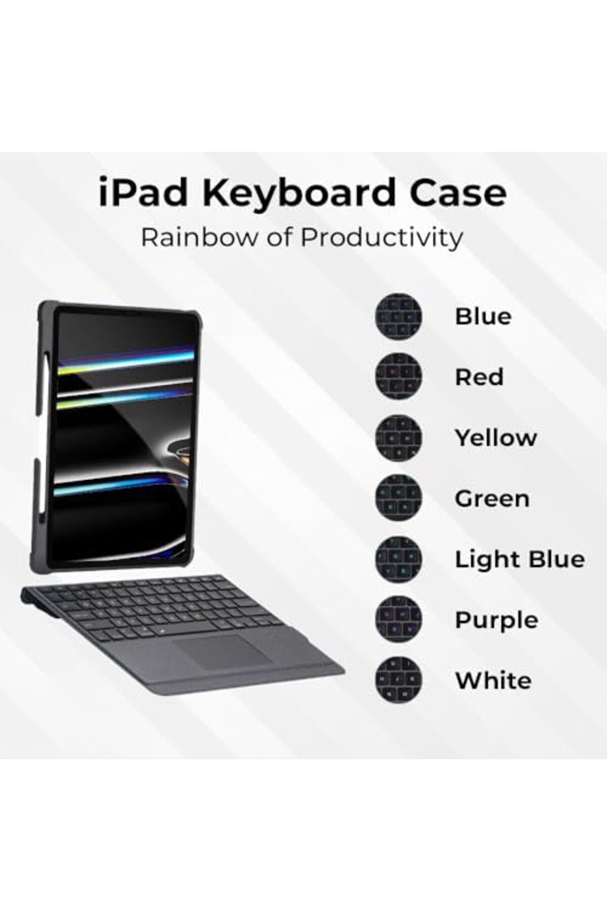 Glassology-جهاز iPad Pro مقاس 12.9 بوصة (2018–2021) Folio، ولوحة مفاتيح ولوحة تتبع قابلة للفصل، وثنائي اللغة، مع واقي شاشة. 3