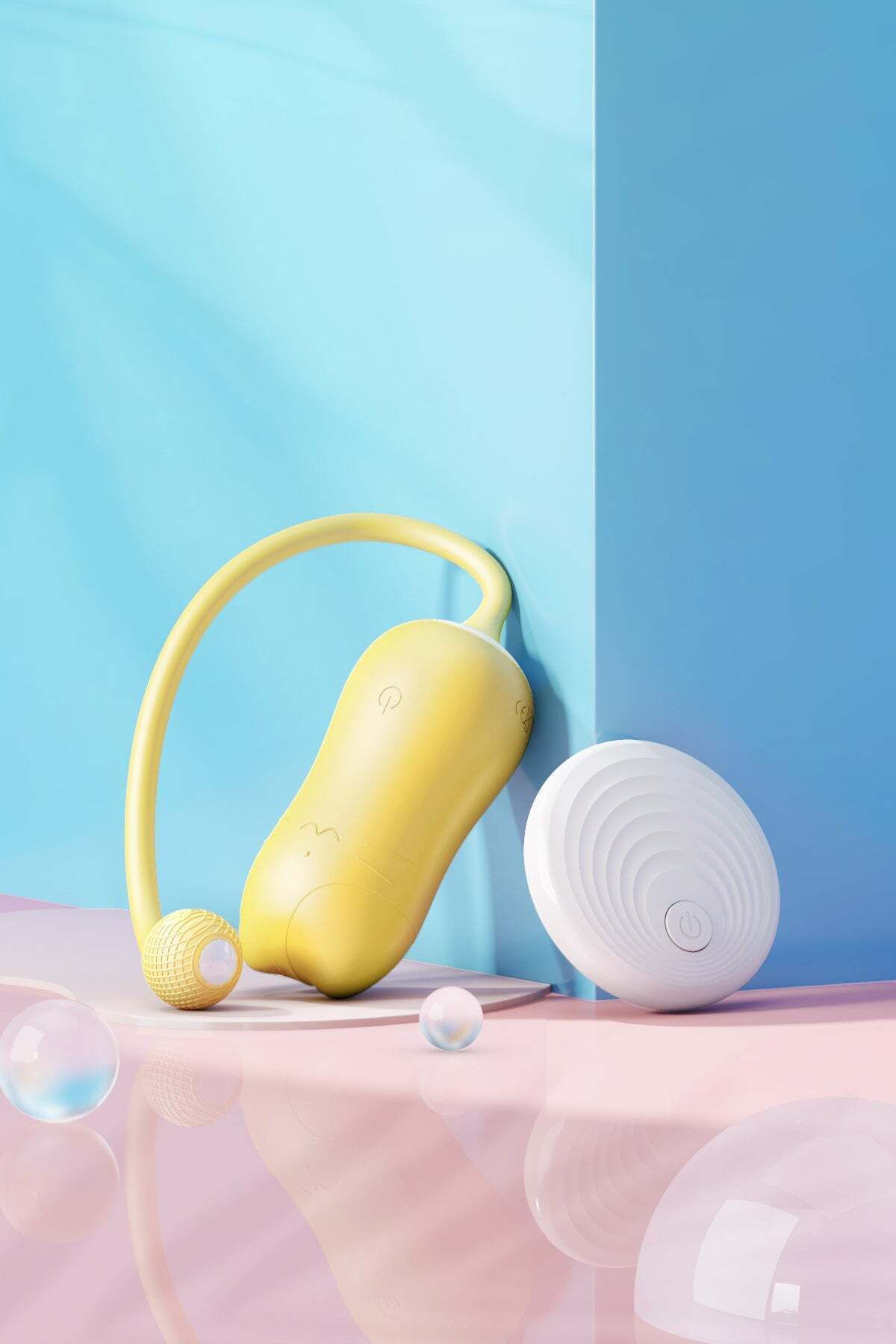 WildFashion-Egg-shaped vibrator in the shape of a kitten with a tail, wireless remote control, Yellow TOY317-9 2