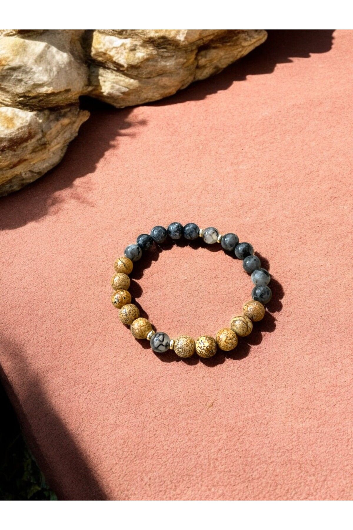 Padore Accessory Jasper, Larvakit ve Damarlı Akik Doğal Taş Erkek Bileklik | El Yapımı Spiritüel Aksesuar