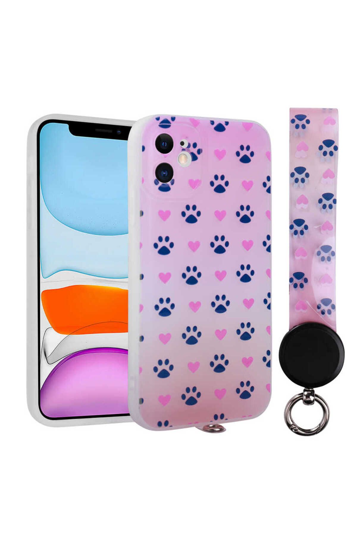 System Com iPhone 11 Uyumlu Desenli El Askılı İpli SYS Arte Silikon Kılıf-NO1