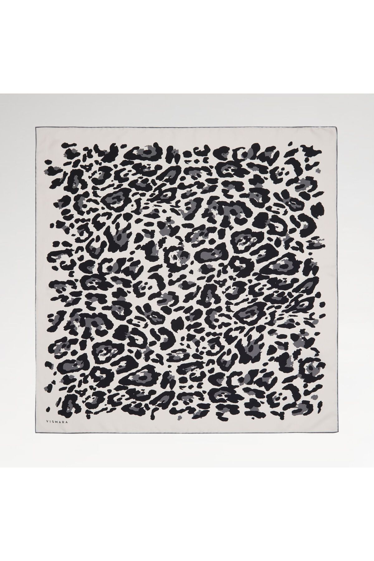 Vismara Beyaz Modern Leopar Desenli Twill İpek Eşarp