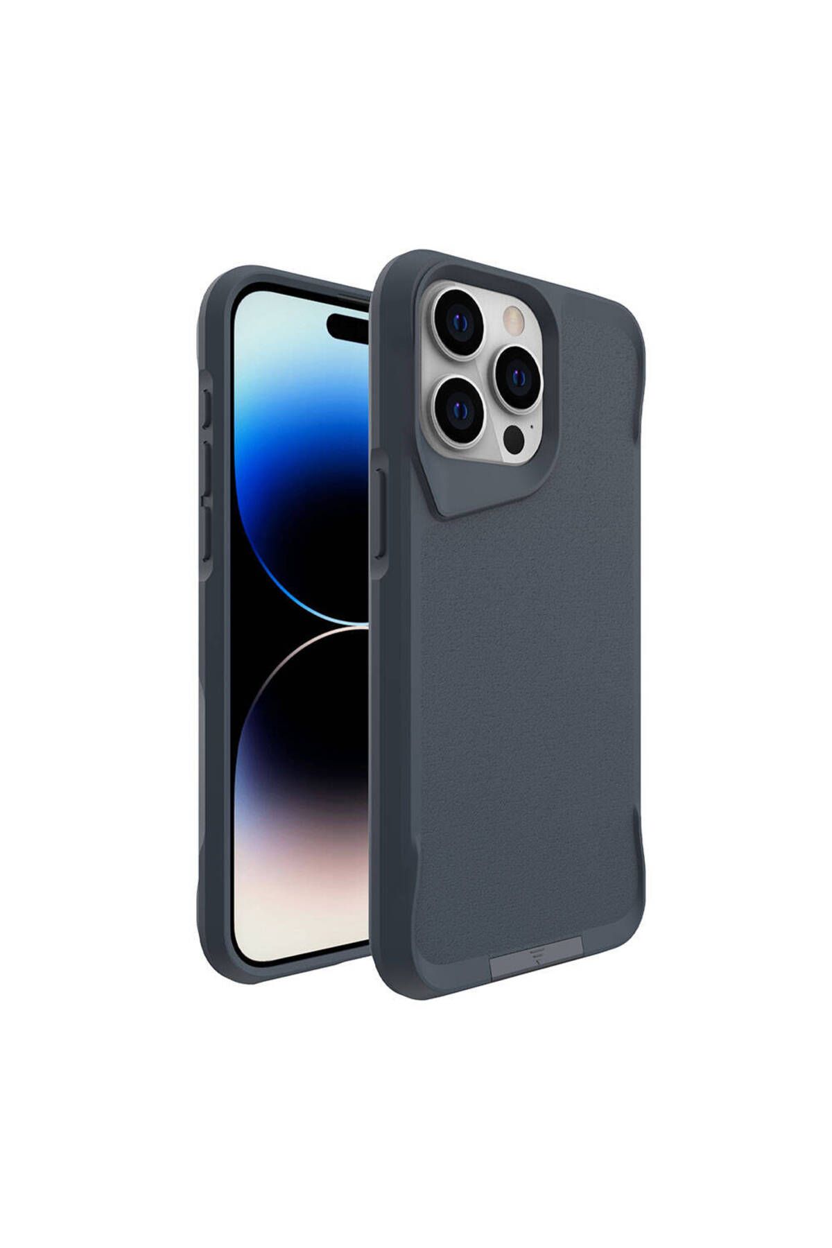 System Com iPhone 15 Pro Uyumlu SYS AiHTTg Kenarlı T-Max Mat Standlı Kılıf-Gri