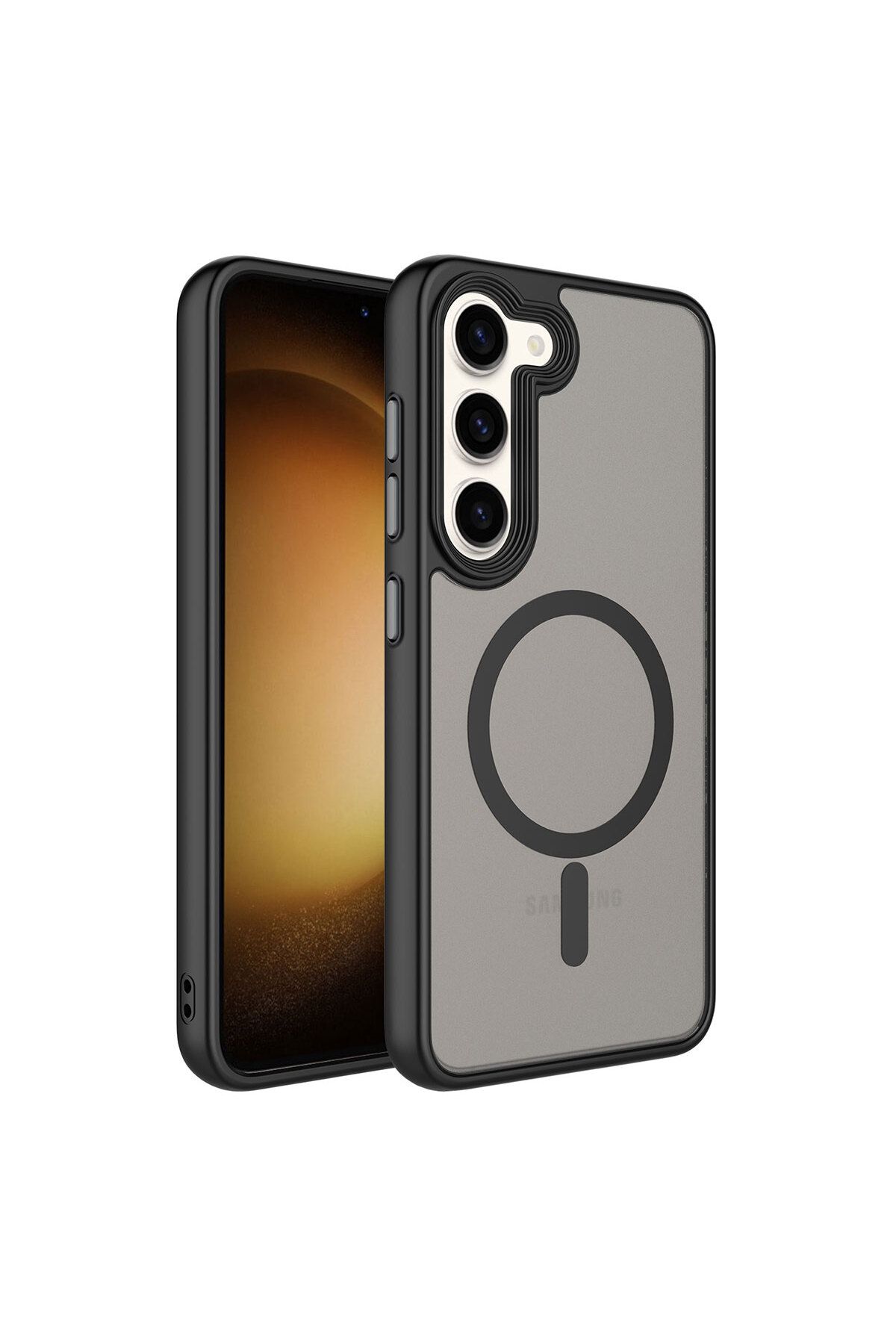 System Com Galaxy S23 Plus Uyumlu Mat Arka Yüzey Wireless Şarj Özellikli SYS Flet Magsafe Kılıf-Siyah