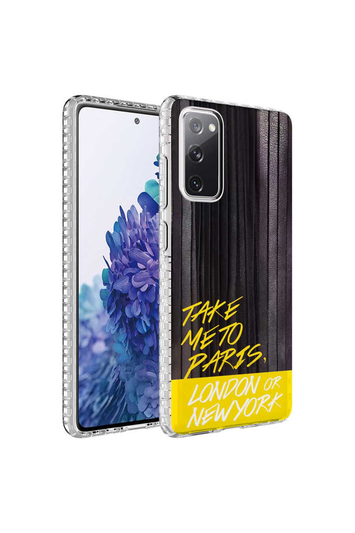 System Com Galaxy S20 FE Uyumlu AiHTTg Kenarlı Renkli Desenli Silikon SYS Elegans Kılıf-NO3