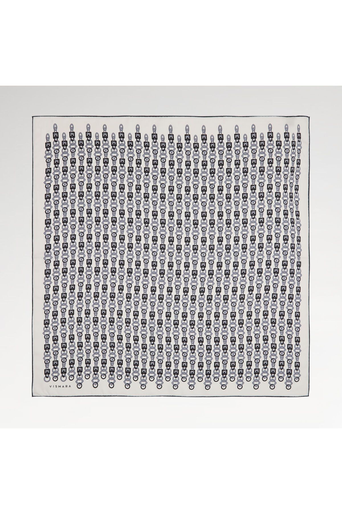 Vismara Beyaz Zincir Motif Desenli Twill İpek Eşarp