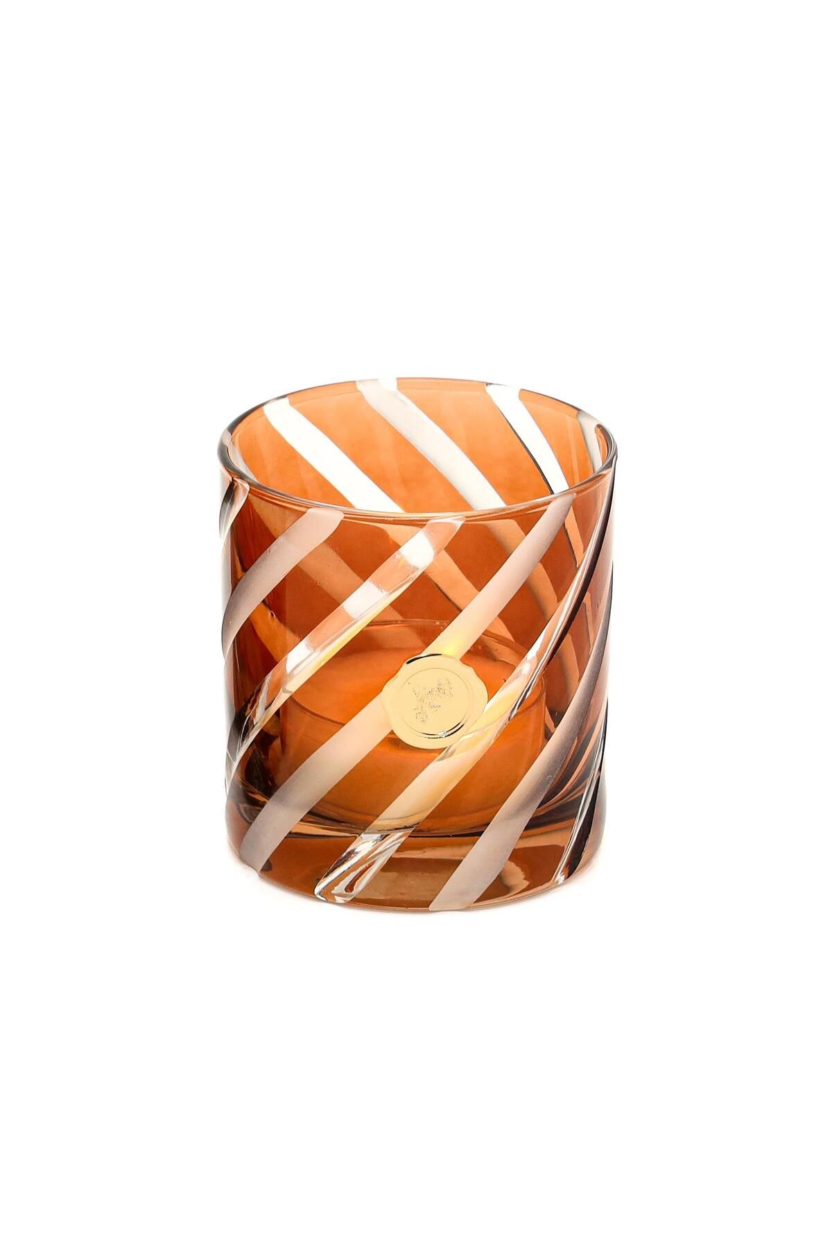 Missi Kahverengi Spiral Kesme Cam Mumluk
