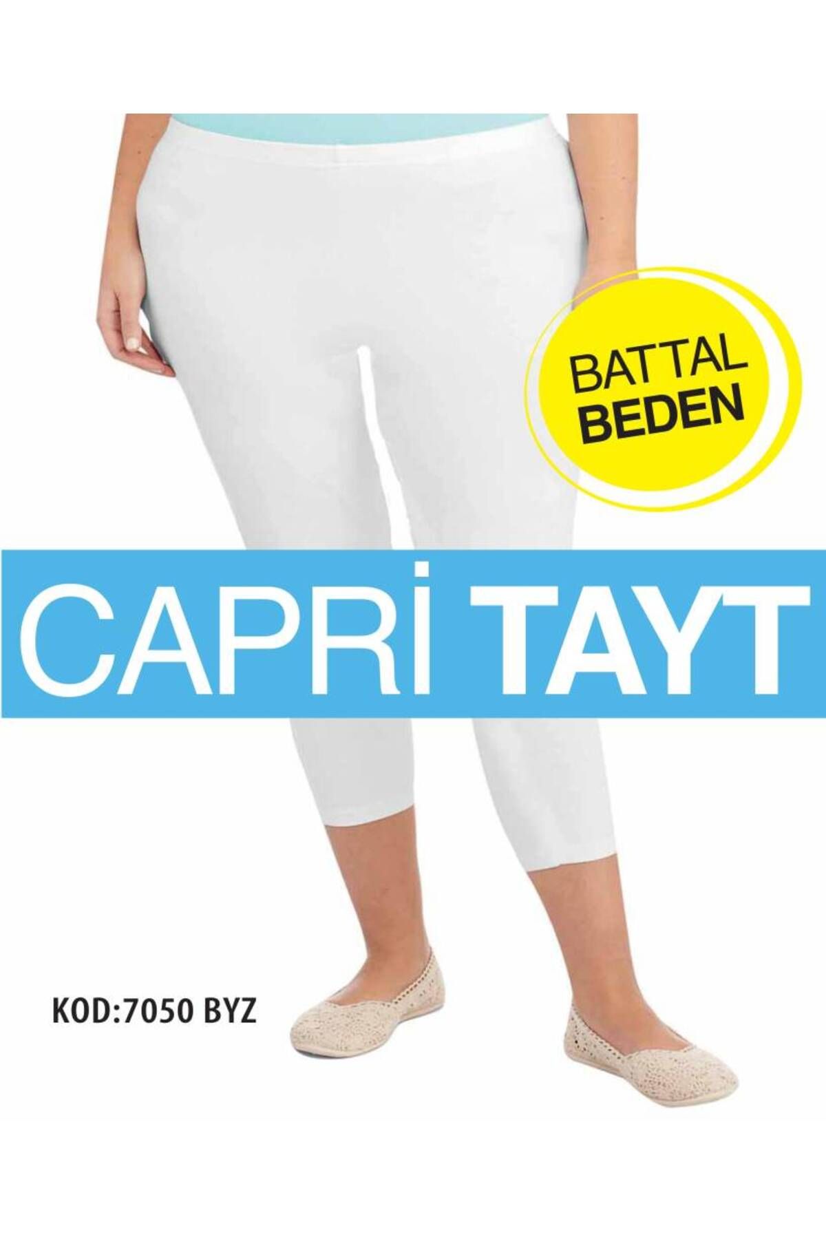 Star KADIN BEYAZ SAF PAMUK KAPRİ TAYT