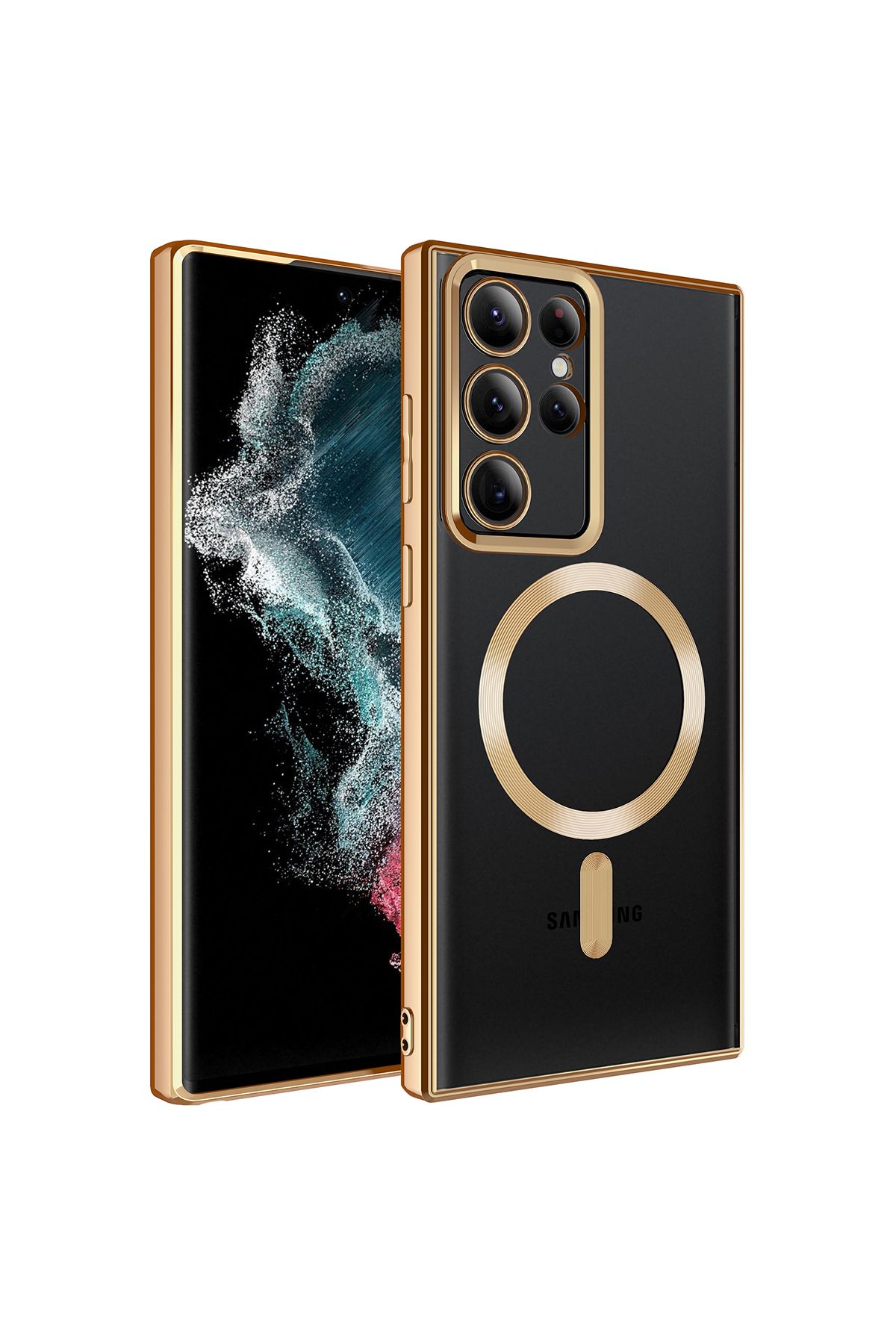 System Com Galaxy S23 Ultra Uyumlu Magsafe Wireless Şarj Özellikli SYS Setro Silikon-Gold