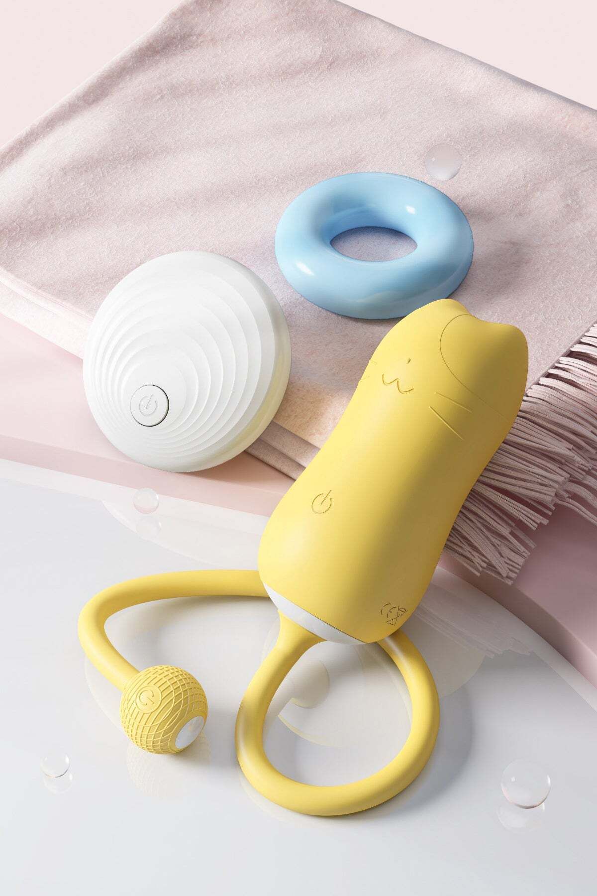 WildFashion-Egg-shaped vibrator in the shape of a kitten with a tail, wireless remote control, Yellow TOY317-9 4