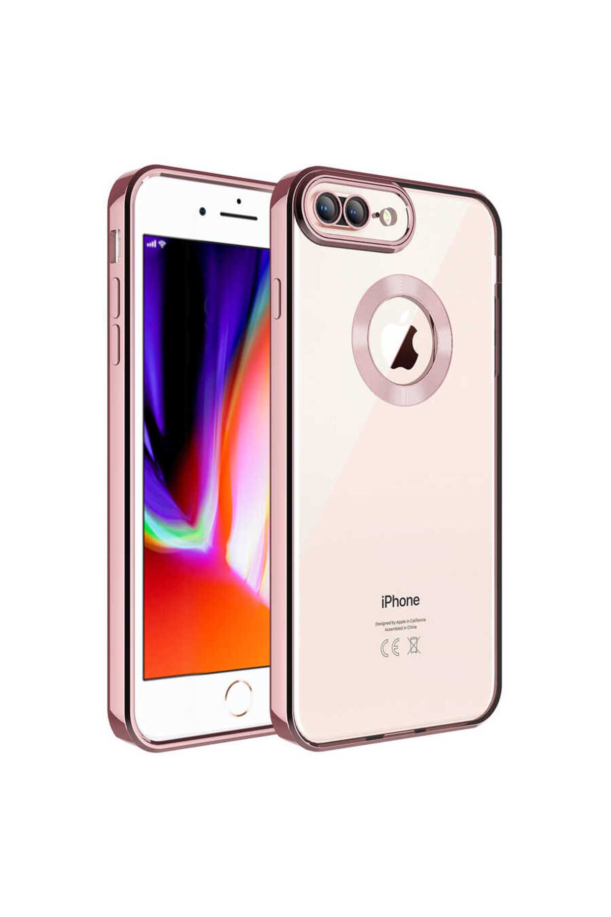 System Com iPhone 7 Plus Kılıf Kamera Korumalı Logo Gösteren SYS Omega Kapak - Rose Gold