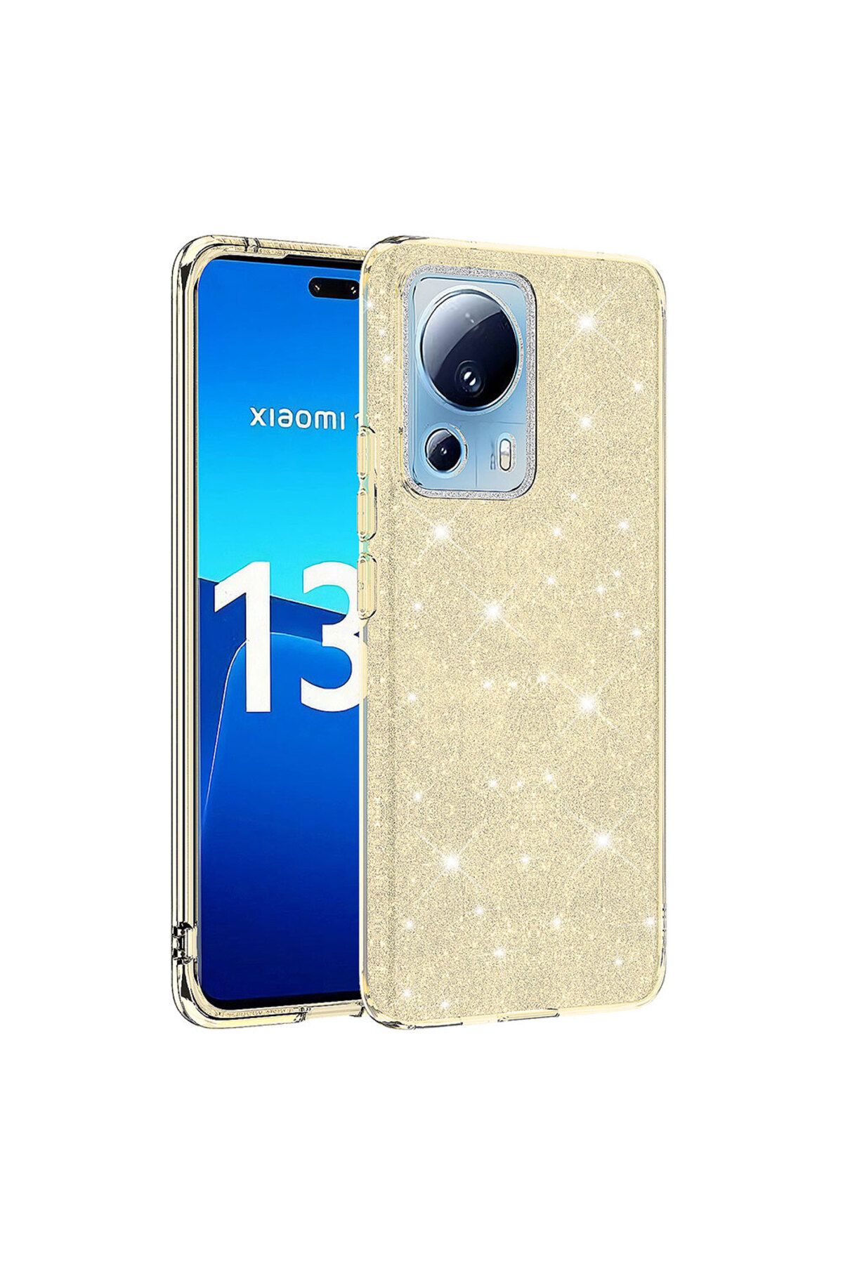 System Com Mi 13 Lite Kılıf SYS Shining Silikon - Gold