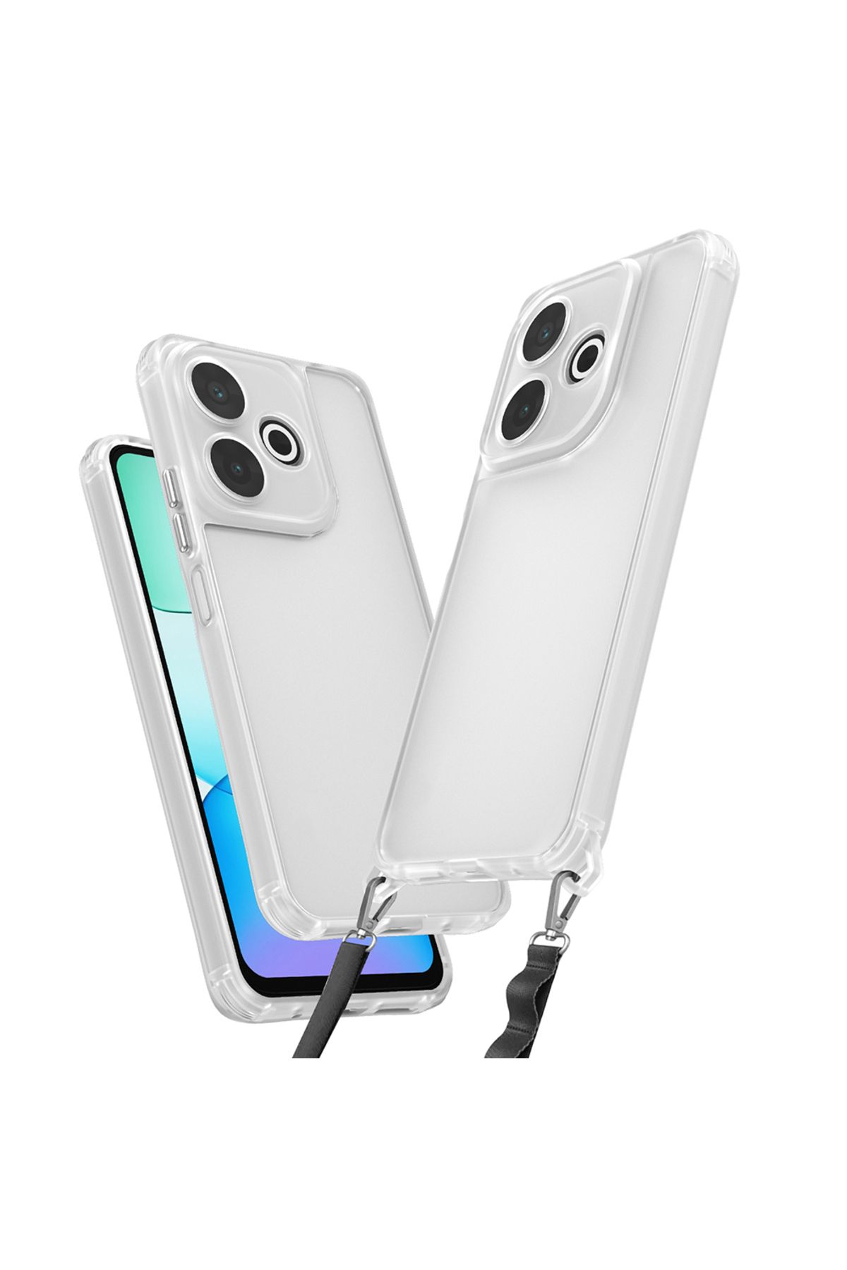 System Com Xiaomi Redmi 13 4G Uyumlu Kılıf Airbagli Takılabilir Askı Aparatlı SYS Snap Silikon Kapak-Şeffaf