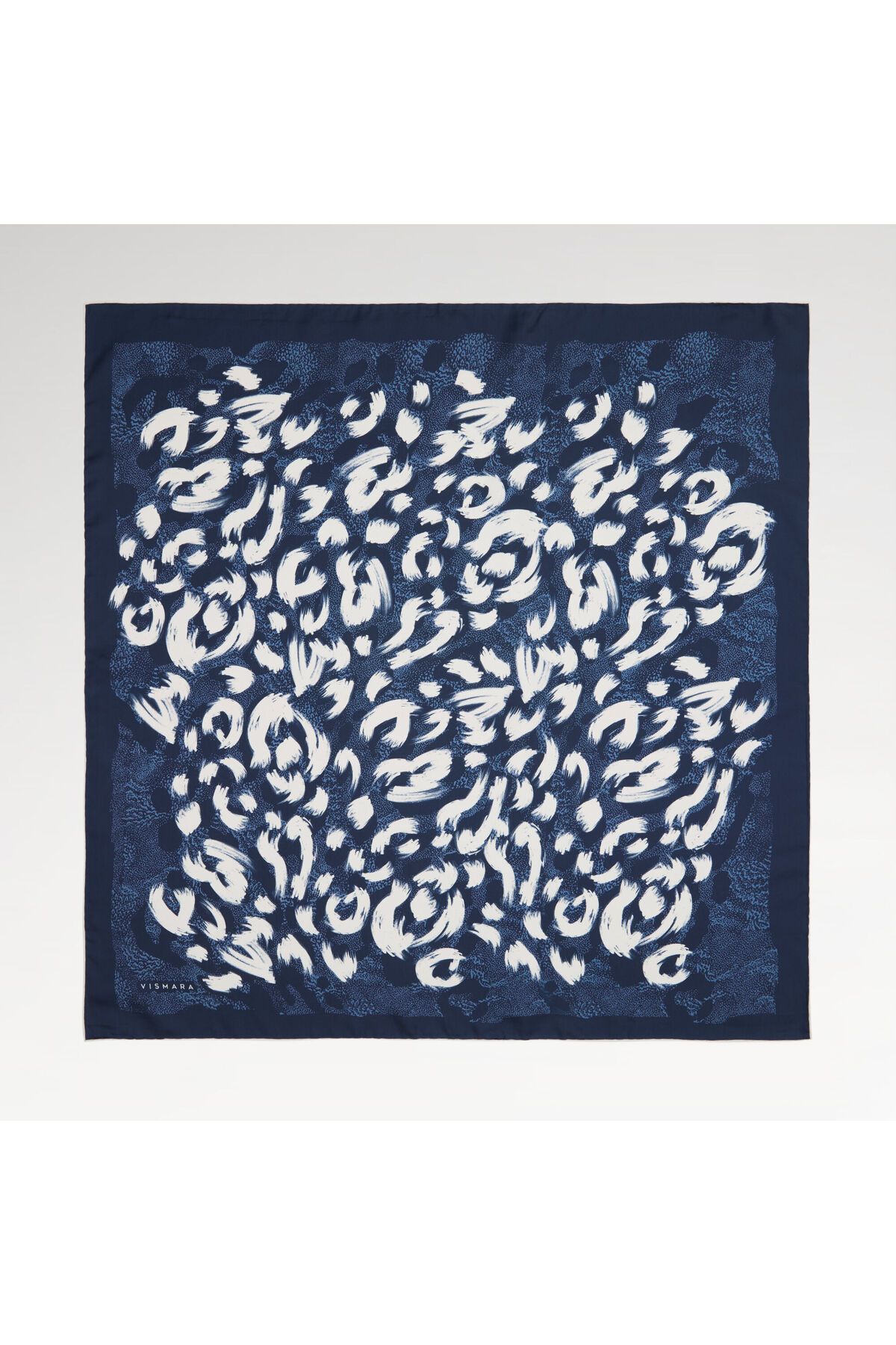 Vismara Lacivert Leopar Desenli Twill İpek Eşarp
