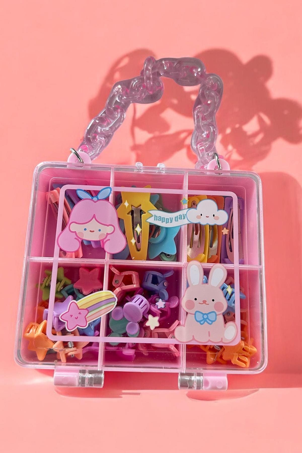 TAKIŞTIR Pembe Renk Çocuk Toka Set