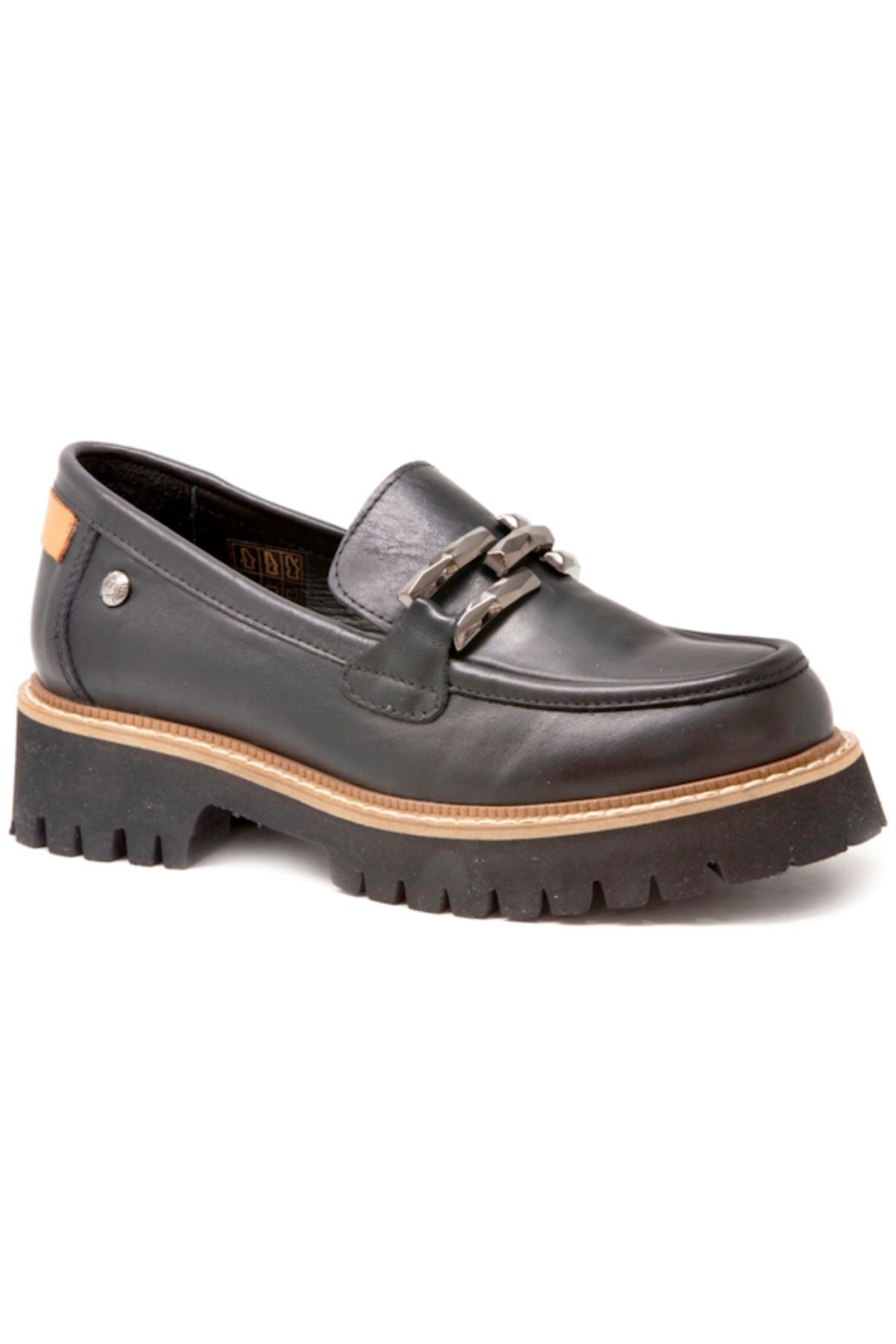 Mammamia D25YA-03695 Siyah Cilt Deri Kadın Loafer Ayakkabı