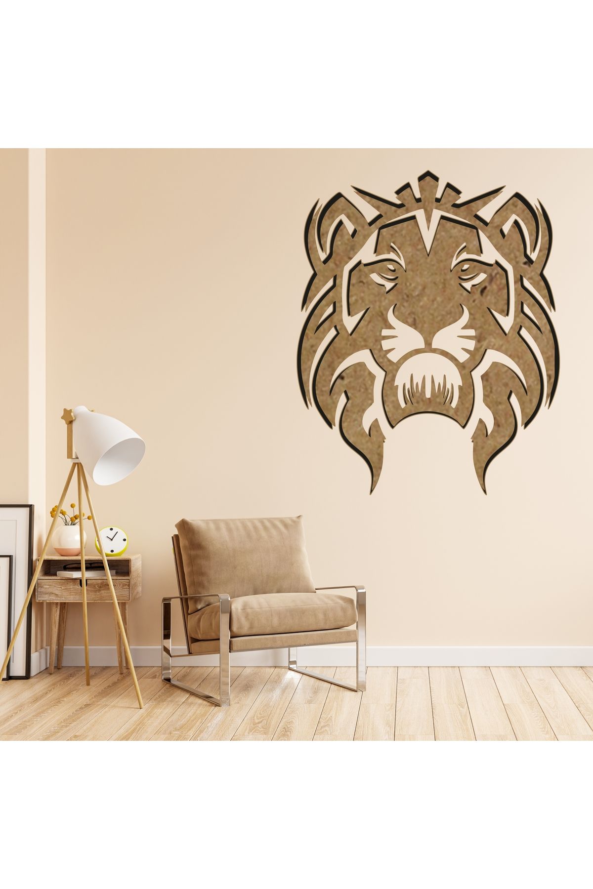 Grand Fine Art Tek Parça Renkli MDF Aslan Kafası