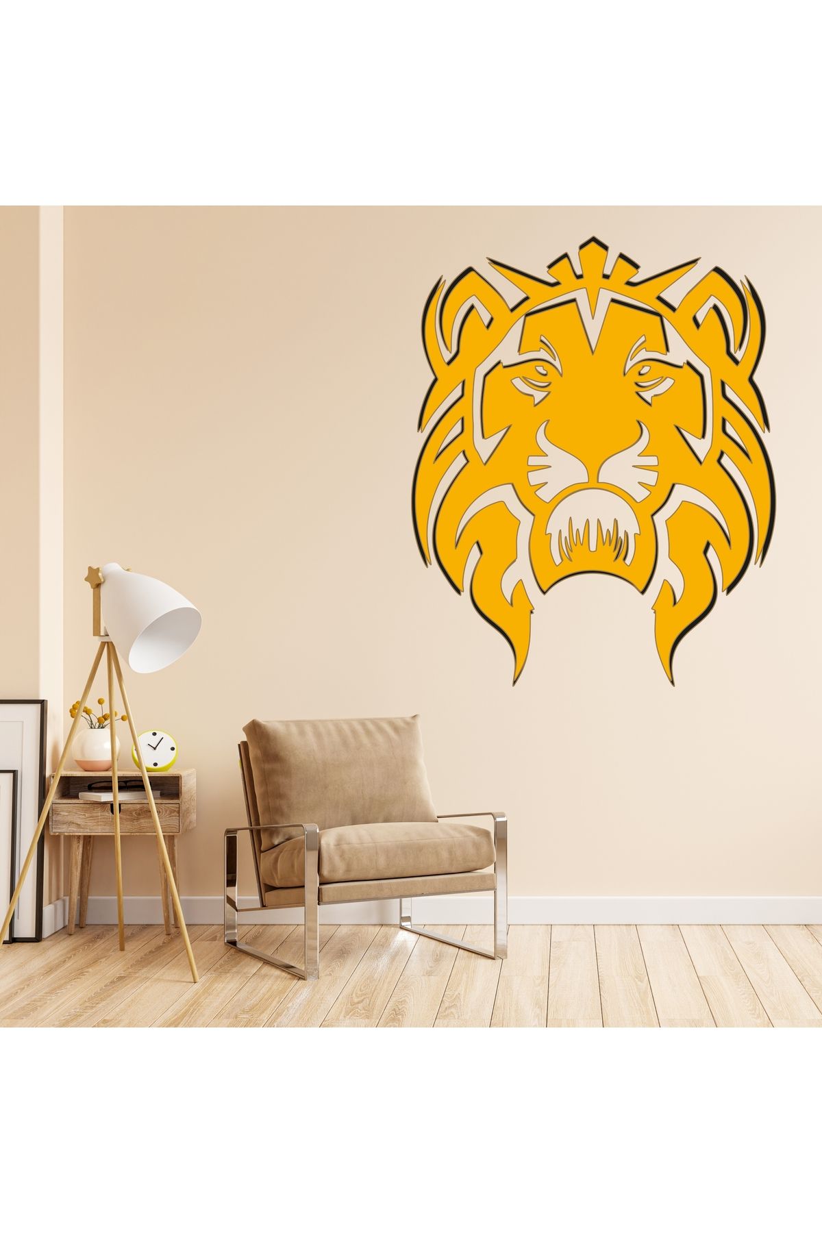 Grand Fine Art Tek Parça Renkli MDF Aslan Kafası