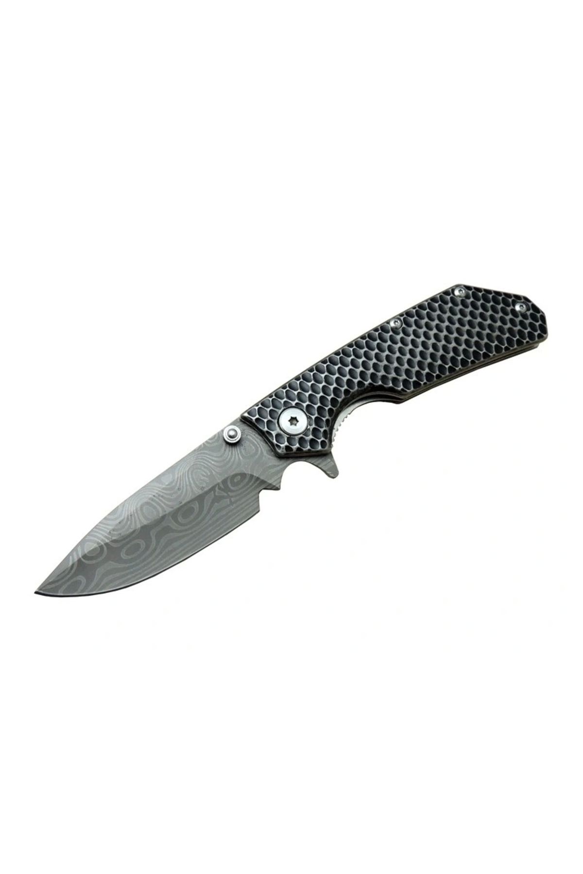 OurStyles Damascus DMS 2 16 Gri Kamp Çakı 21cm- Yarı Otomatik, Metal Sap