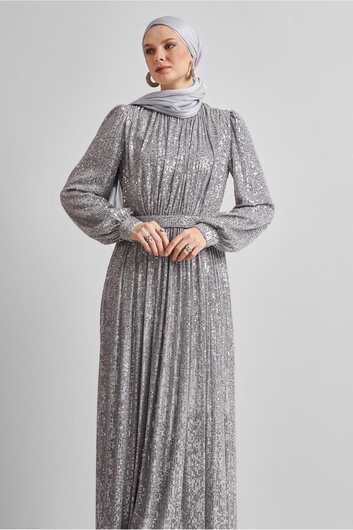 Alvina PUL PAYETLİ ABİYE ELBİSE 50521