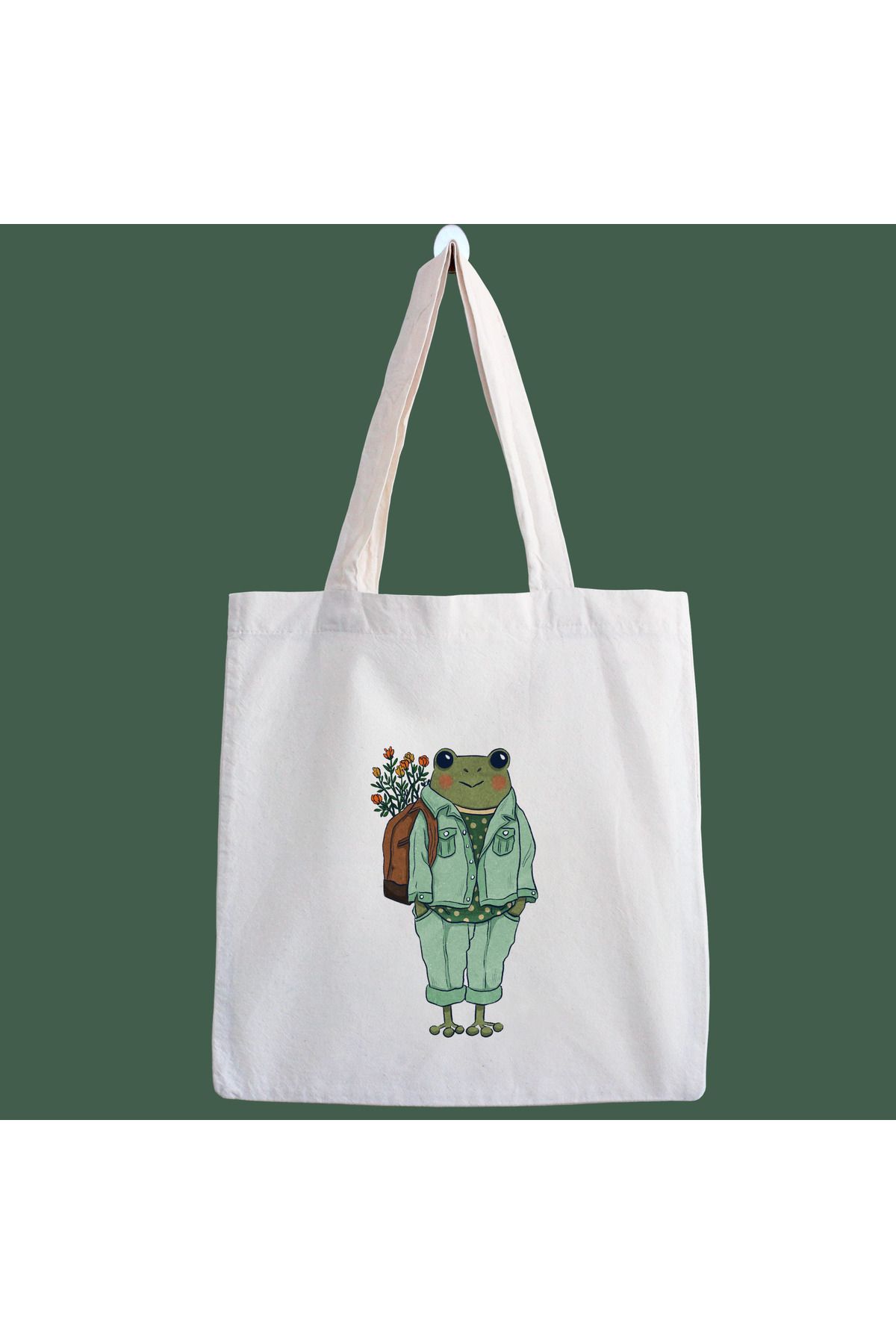 designedfy School Frog Su Geçirmez Baskılı Bez Çanta