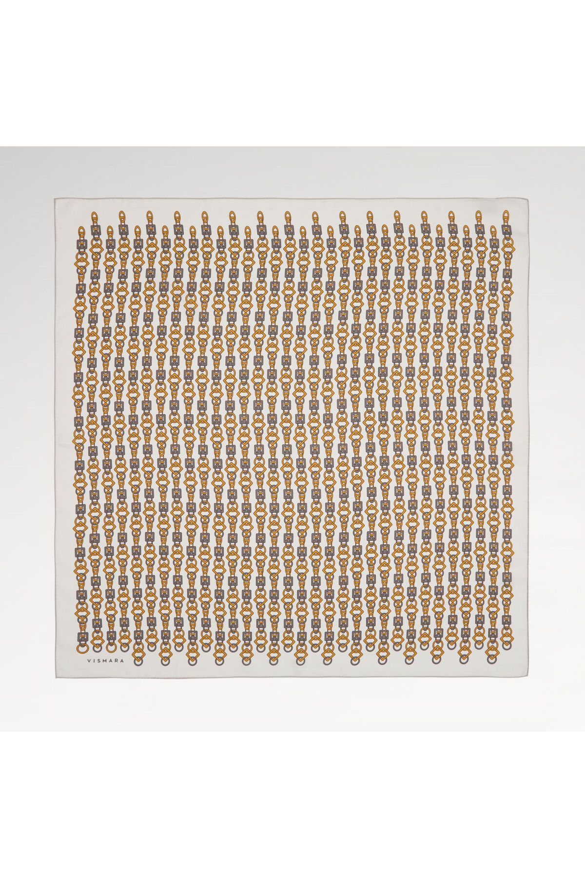 Vismara Gold Zincir Motif Desenli Twill İpek Eşarp