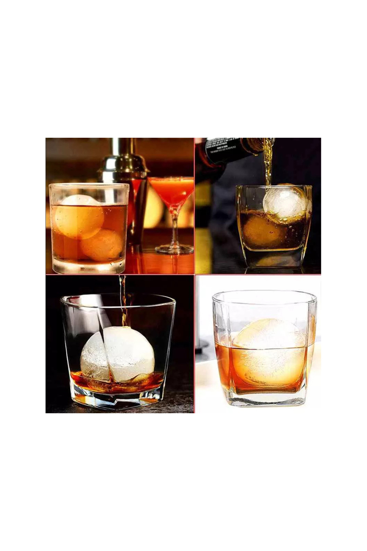 zola-Spherical ice mold, 4 spheres, 6x6 cm, transparent 3
