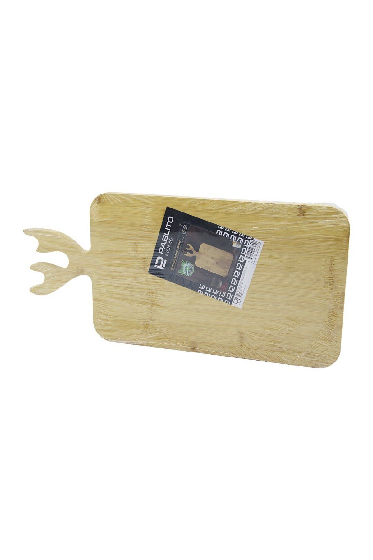 Emperium DİKDÖRTGEN AHŞAP BAMBU KESİM PANOSU - KESME TAHTASI GEYİK BOYNUZ FİGÜR SAPLI 22X36CM (5122)