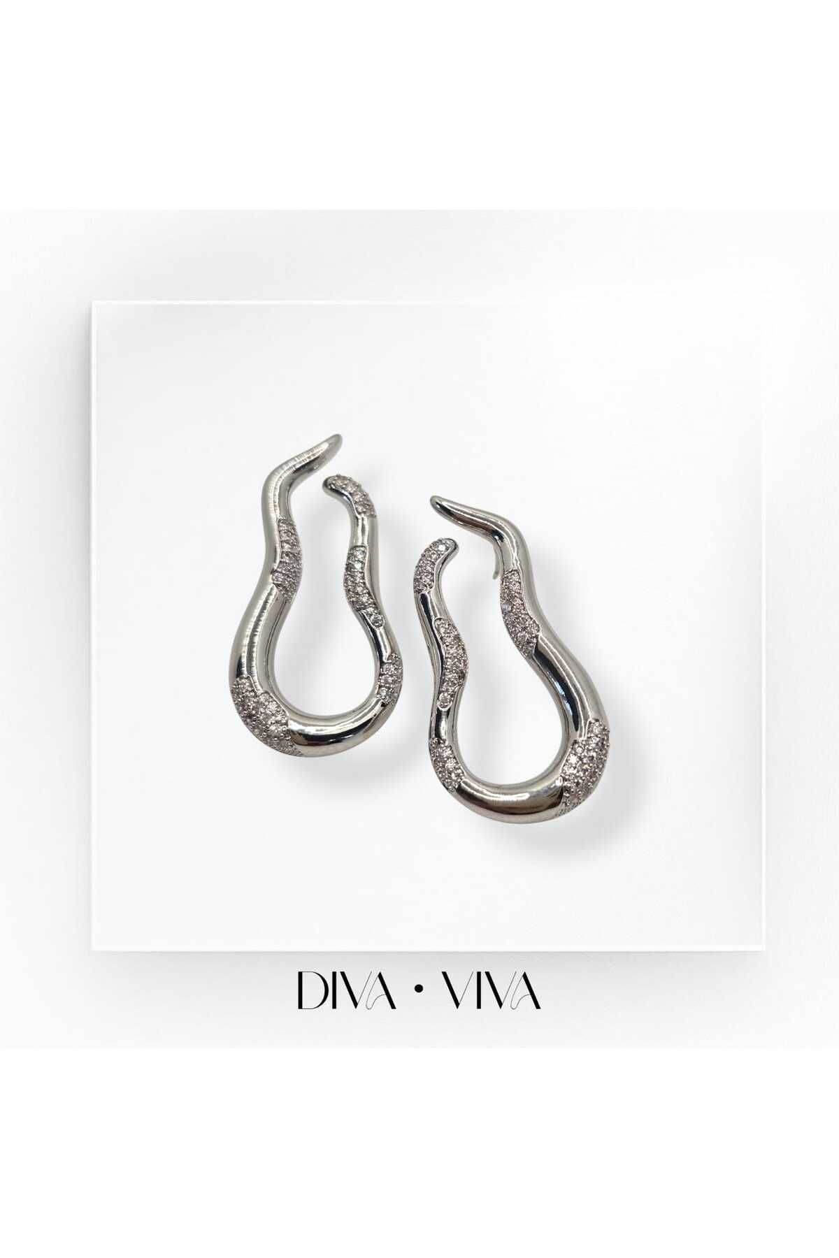 DivaViva Diva Viva - Taşlı Sarmal Design Kadın Spiraluxe Küpe