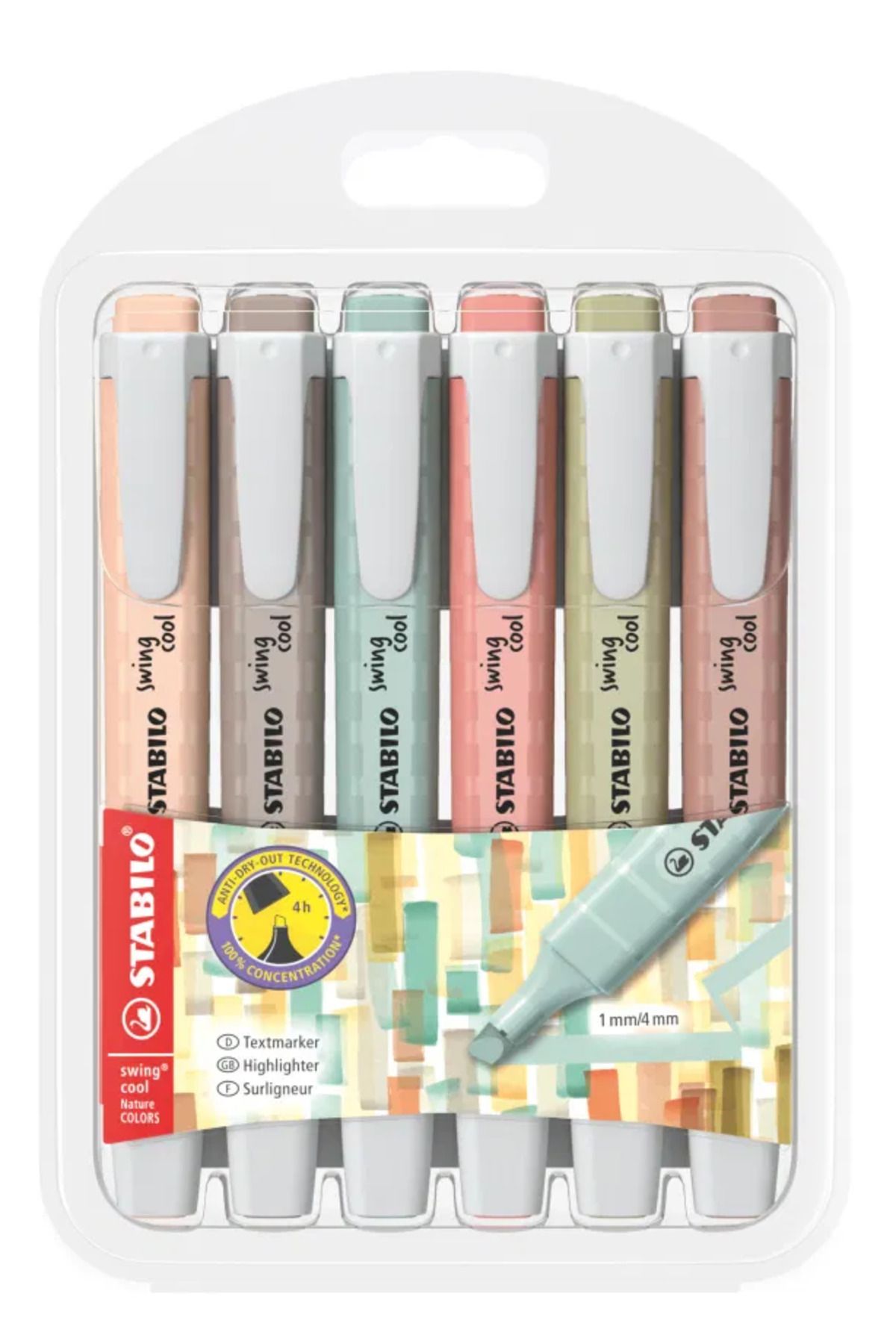Stabilo Swing Cool NatureCOLORS 6'lı Kutu Set:Sıcak Gri, Yeşil Toprak, Umber, Çamur Yeşili, Siena, Bej