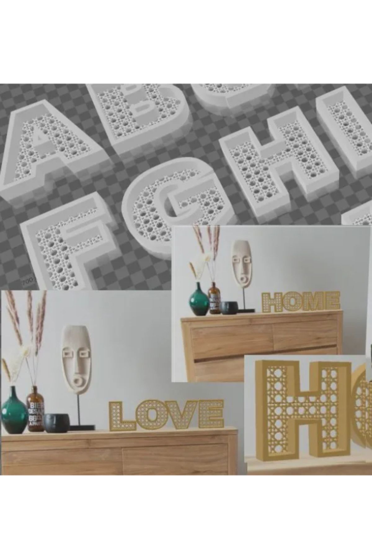 NOMOTHETIC Rattan Harf Dekorları – Doğal Ev Aksesuarı
