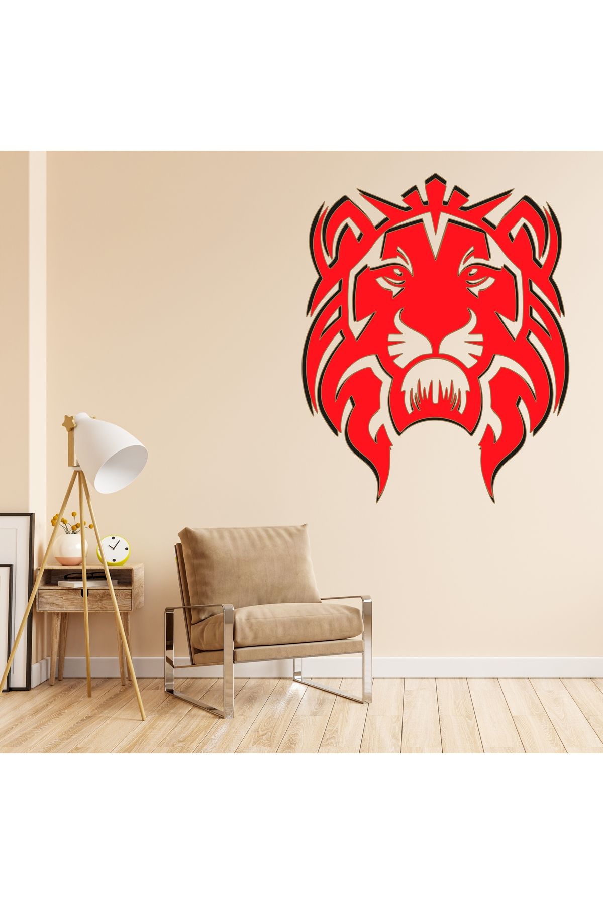 Grand Fine Art Tek Parça Renkli MDF Aslan Kafası