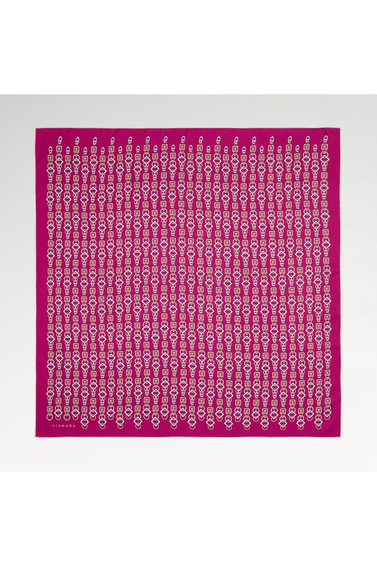 Vismara Fuşya Zincir Motif Desenli Twill İpek Eşarp
