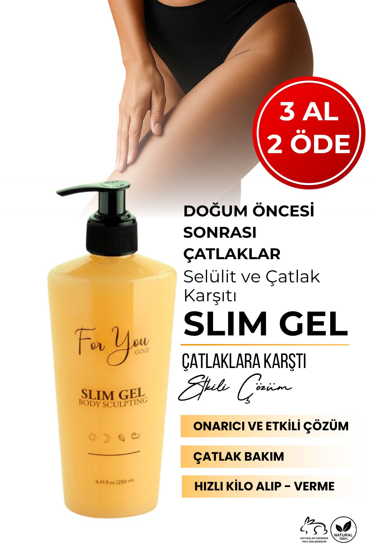 Slim Jel, Sıkılaştırıcı, Bölgesel Incelme, Çatlak Karşıtı, Selülit Kremi 250 ml