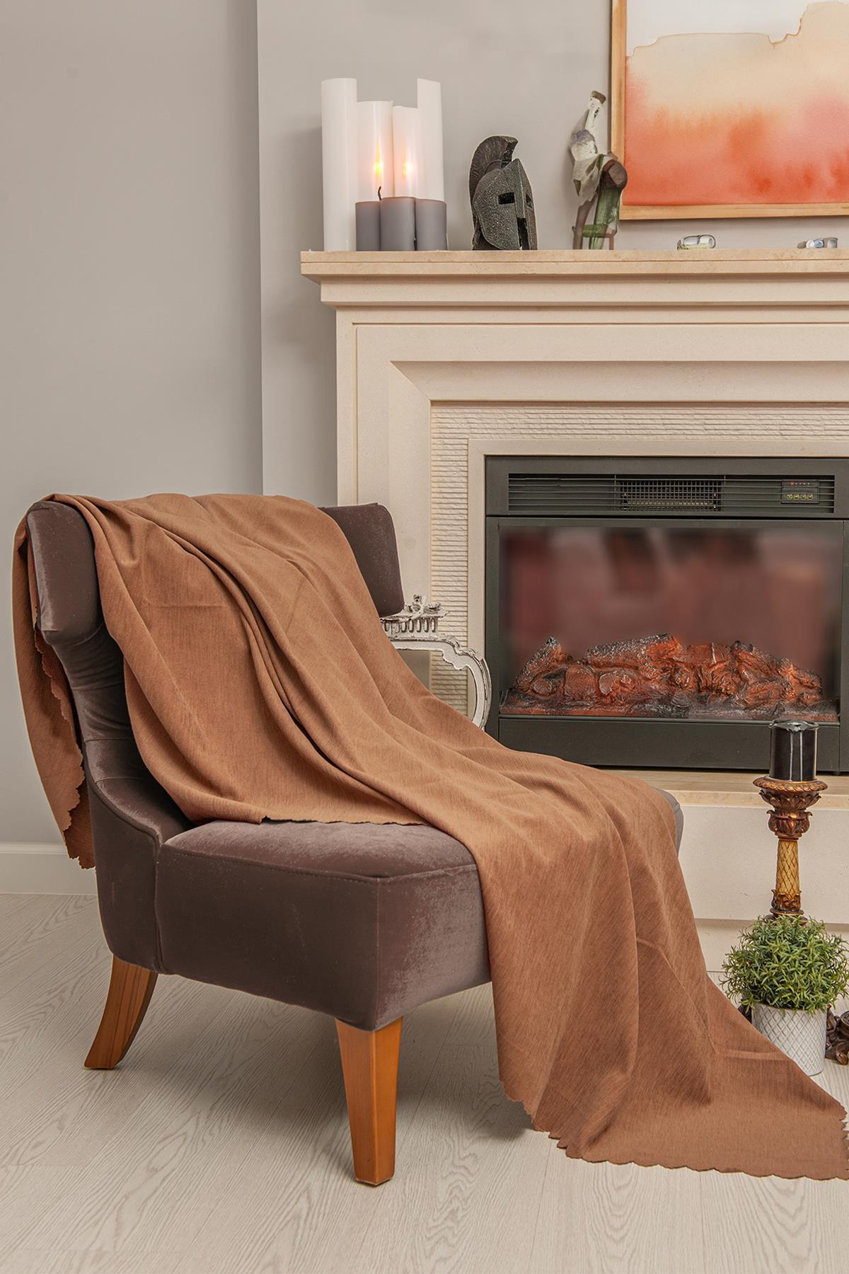 Microfiber Chenille Single Seat Cover Armchair Double Sided 110x175cm ( 2pcs ) Coffee