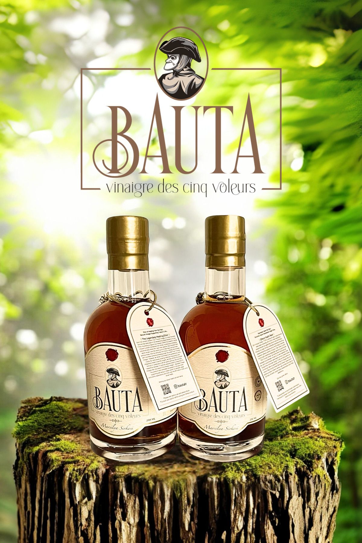 BAUTA Vinaigre des cinq voleurs Bauta Marsilya Sirkesi (200ML*2) 2'li Paket (BEŞ HIRSIZ SİRKESİ)