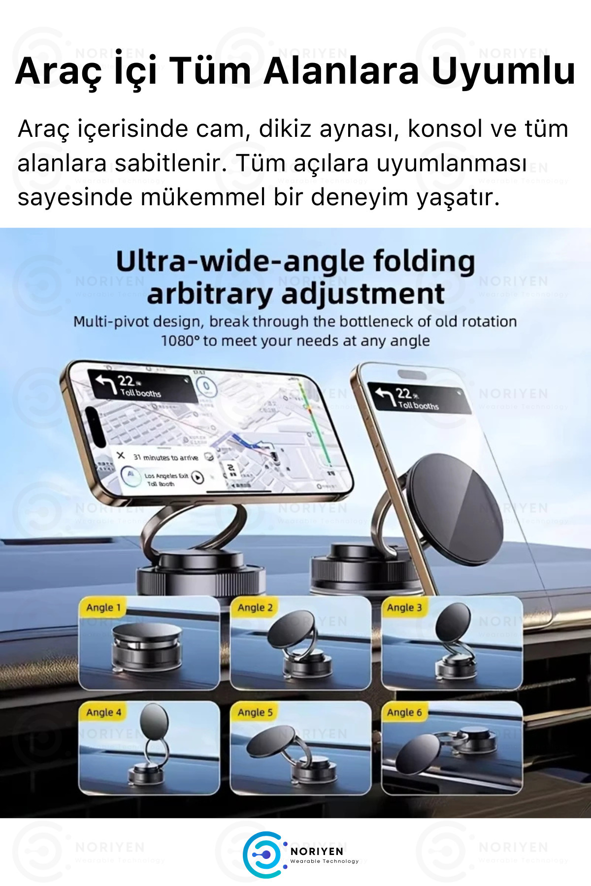 2025 Yeni Model 360 Derece Rotasyon Güçlü Manyetik Vakumlu Ayna Cam Konsol İçin Araba Telefon Tutucu