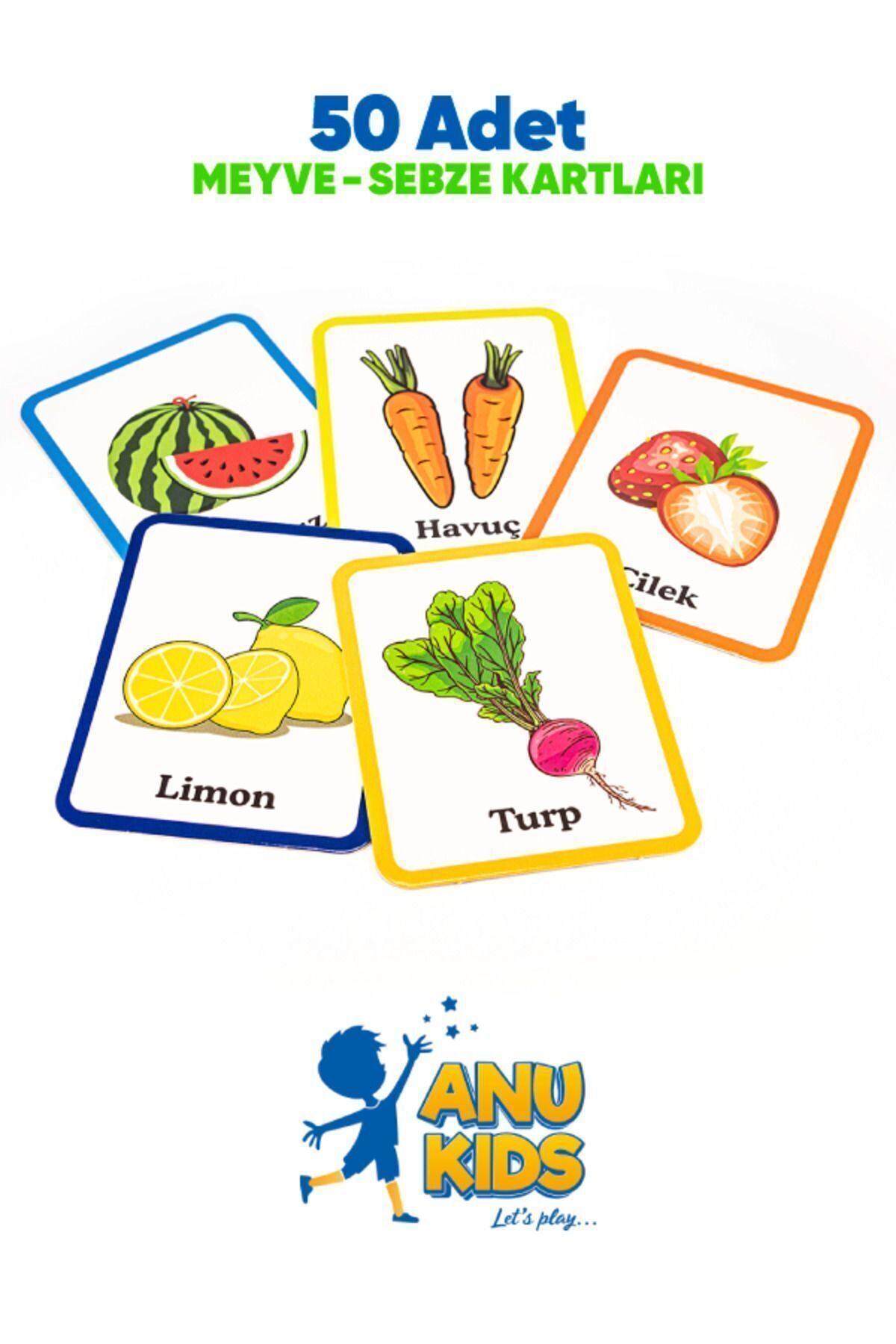 anu kids let's play Meyve-Sebze Eğitim Zeka Kartları İlk 50 Meyve-Sebze Görsel Kartları Flash Kart Eğitici Kartlar fotoğrafı 4 (önizleme)