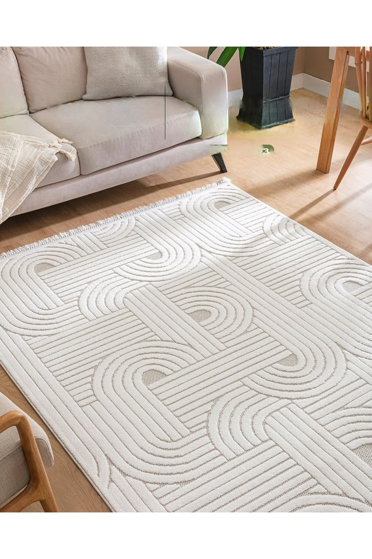 Trend Home Turgut Halı Casablanca Bohem Yumuşak Dokulu Makine Halısı Krem