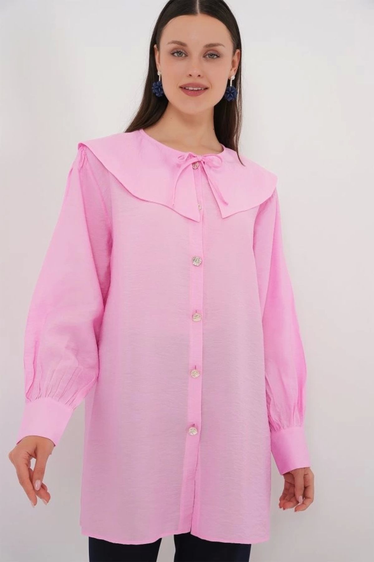 Silerra Bebe Yaka Uzun Tunik 5967 - Pembe