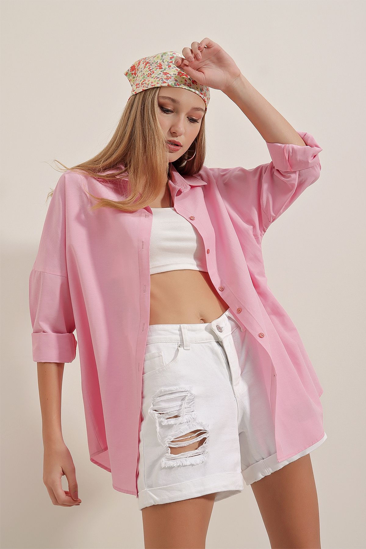 Bigdart-3900 Oversize-Lang-Basic-Hemd – Rosa 5