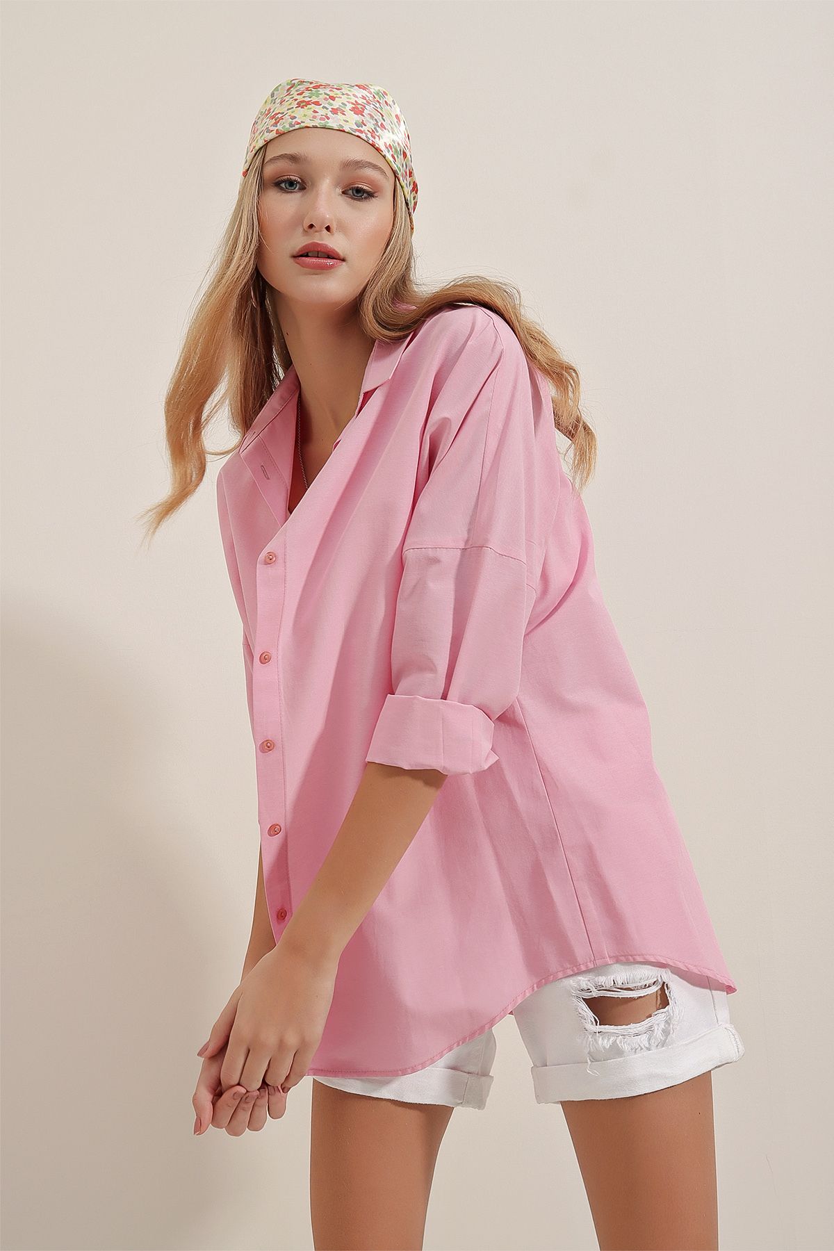 Bigdart-3900 Oversize-Lang-Basic-Hemd – Rosa 2